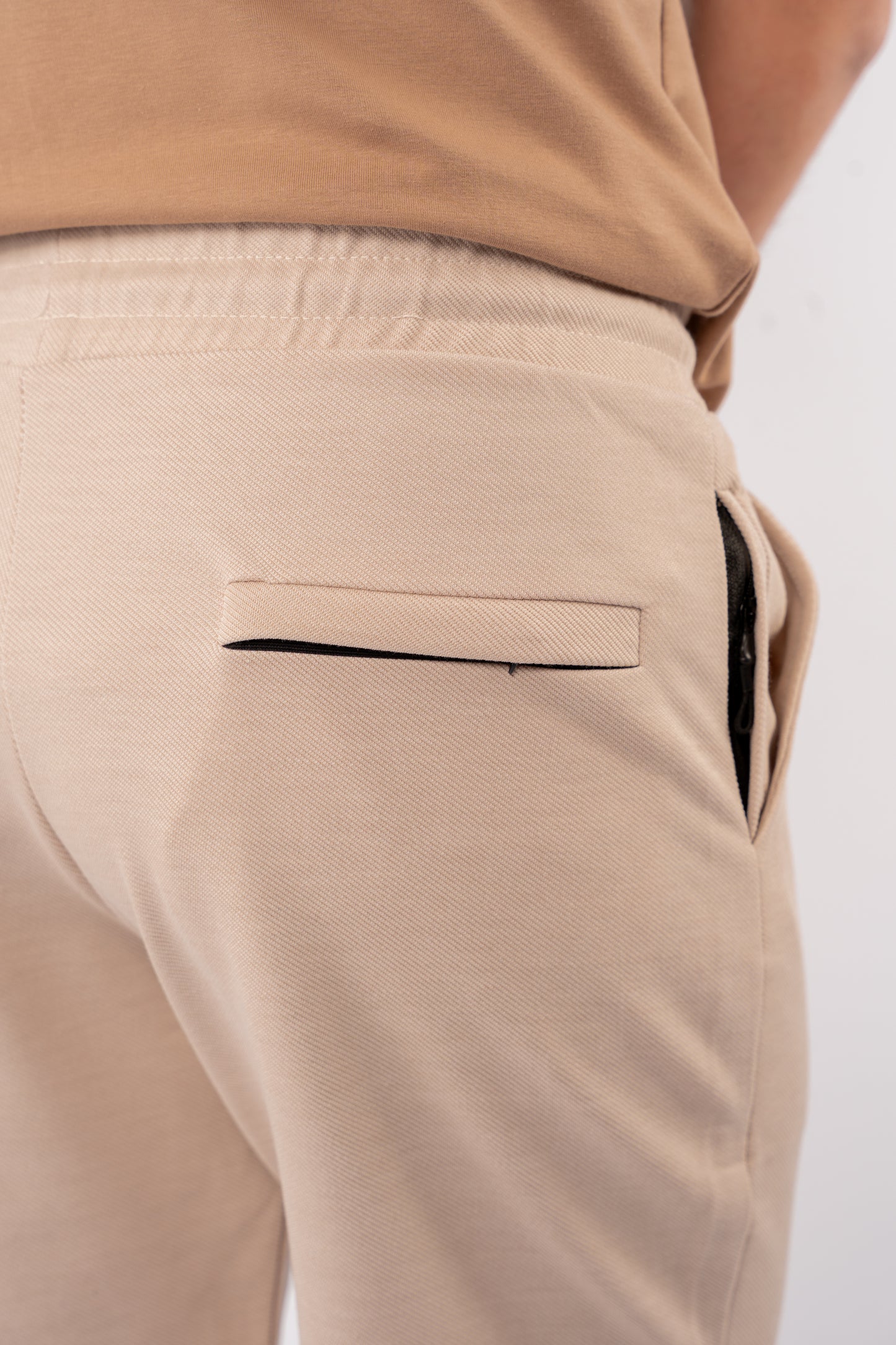 BEIGE PIQUET COTTON SHORT