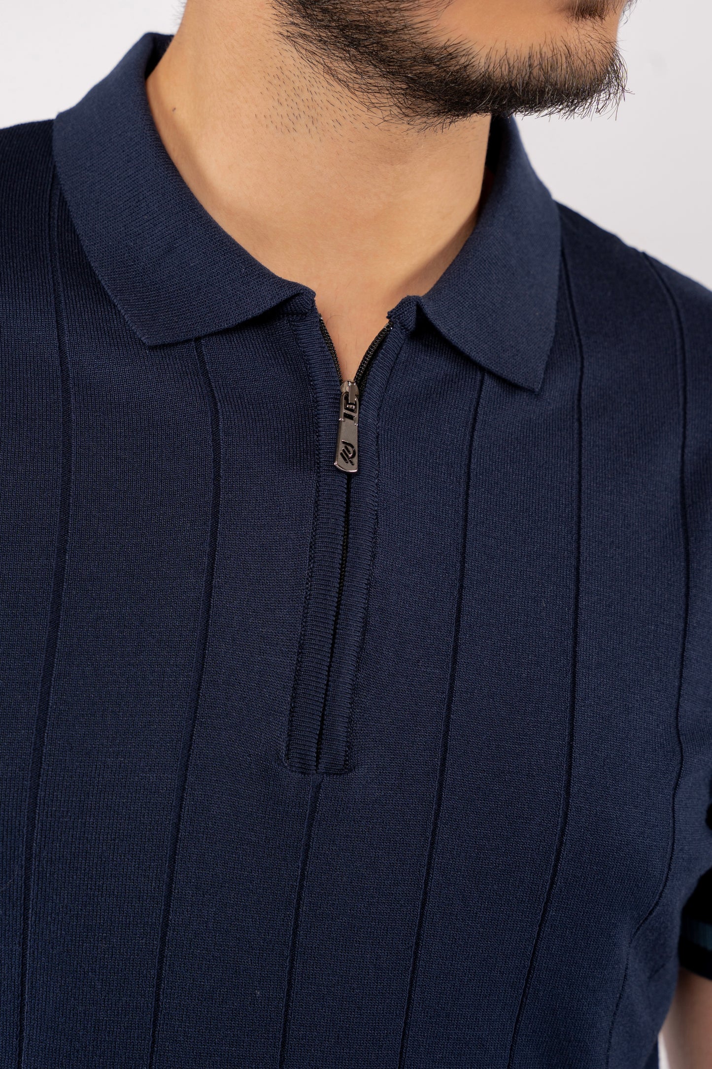 LINED NAVY ZIPPER POLO