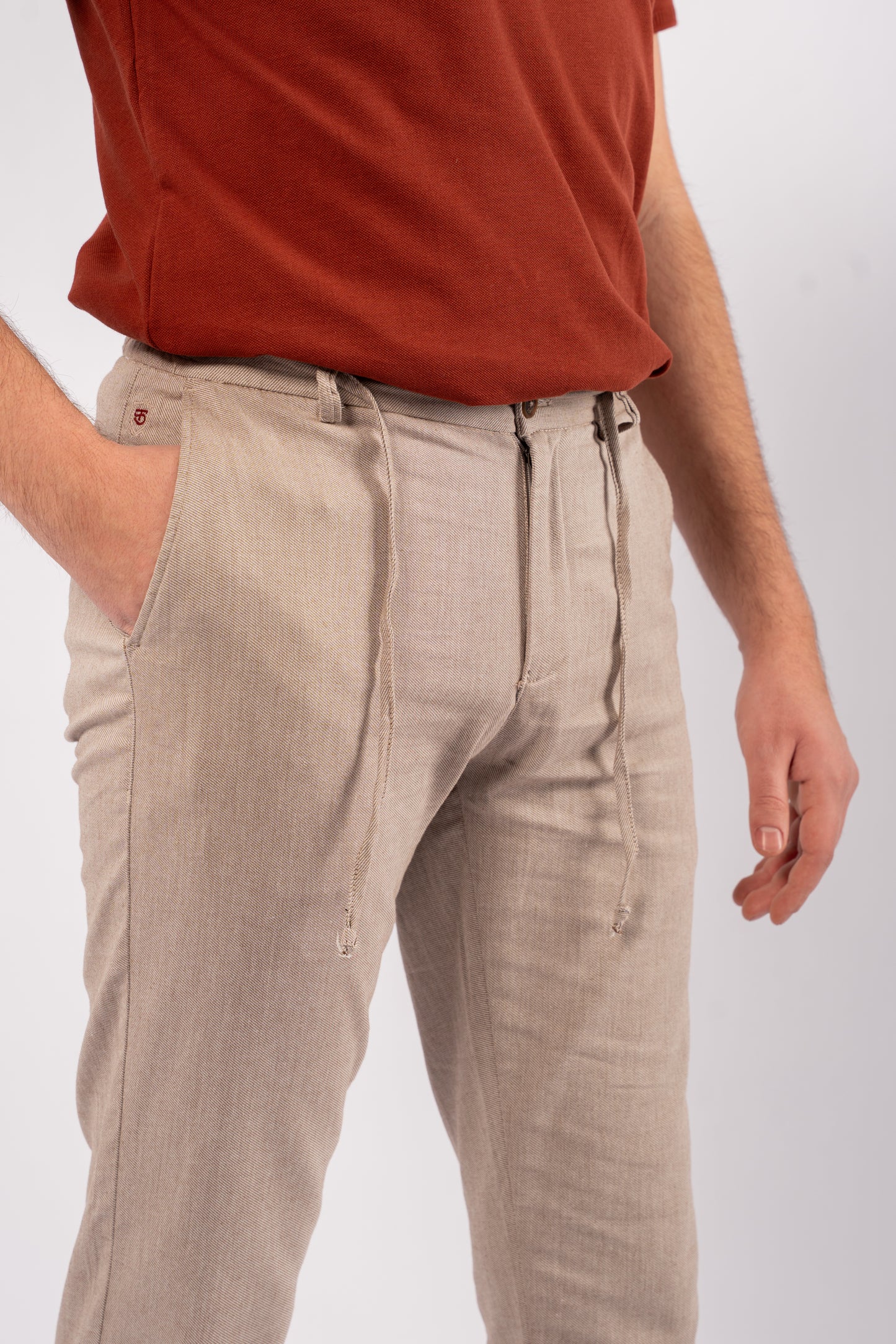 BEIGE SEMI LINEN TROUSERS