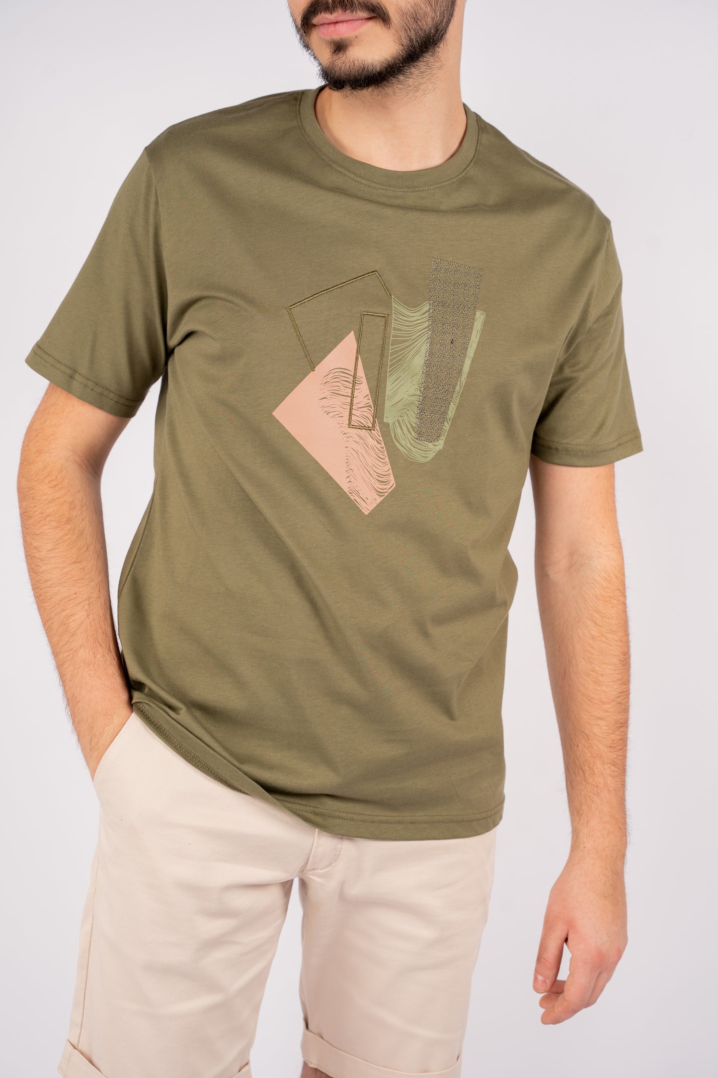 OLIVE ABSTRACT TSHIRT