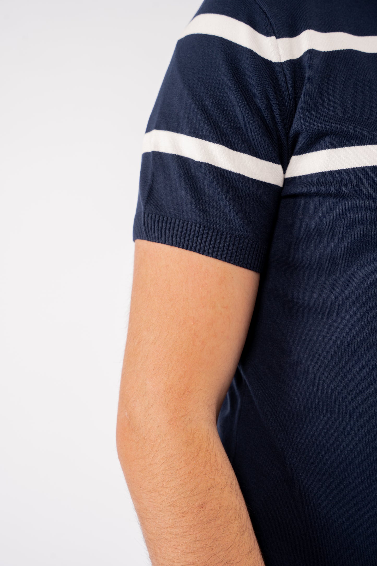 NAVY CASUAL ZIPPER POLO
