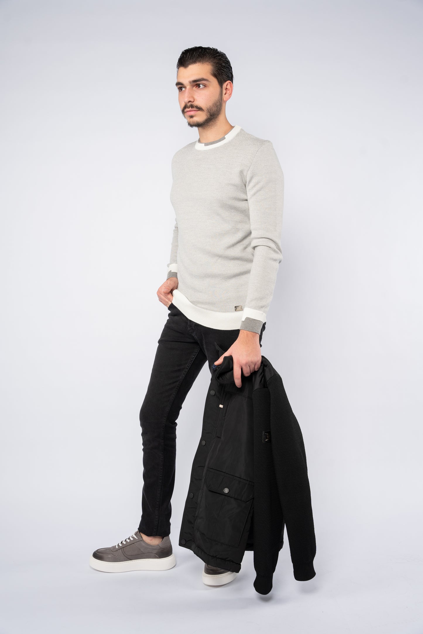 LIGHT GREY ROUNDNECK 2 LAYER