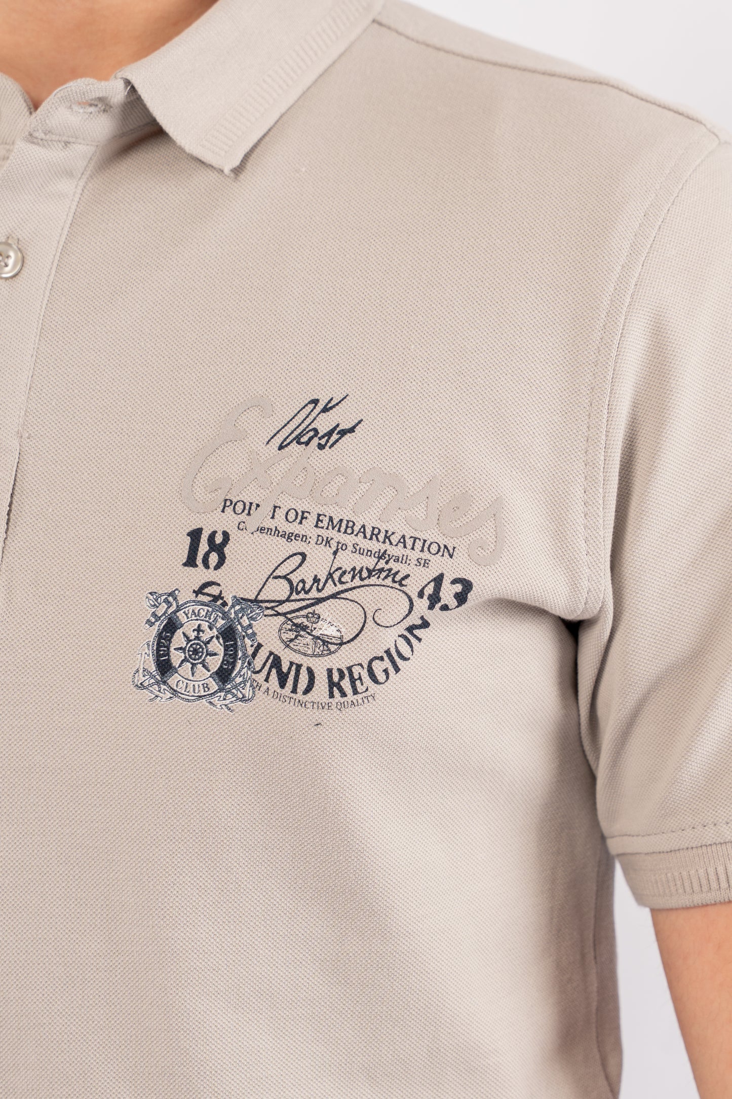 BEIGE GREY RETRO POLO