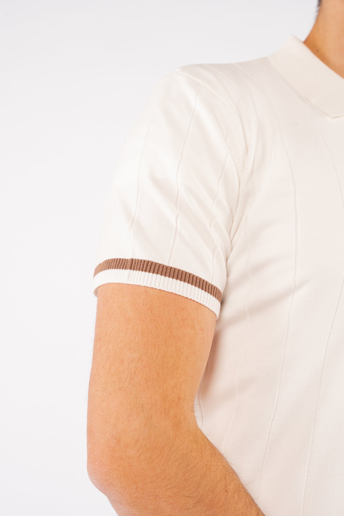 LINED WHITE ZIPPER POLO