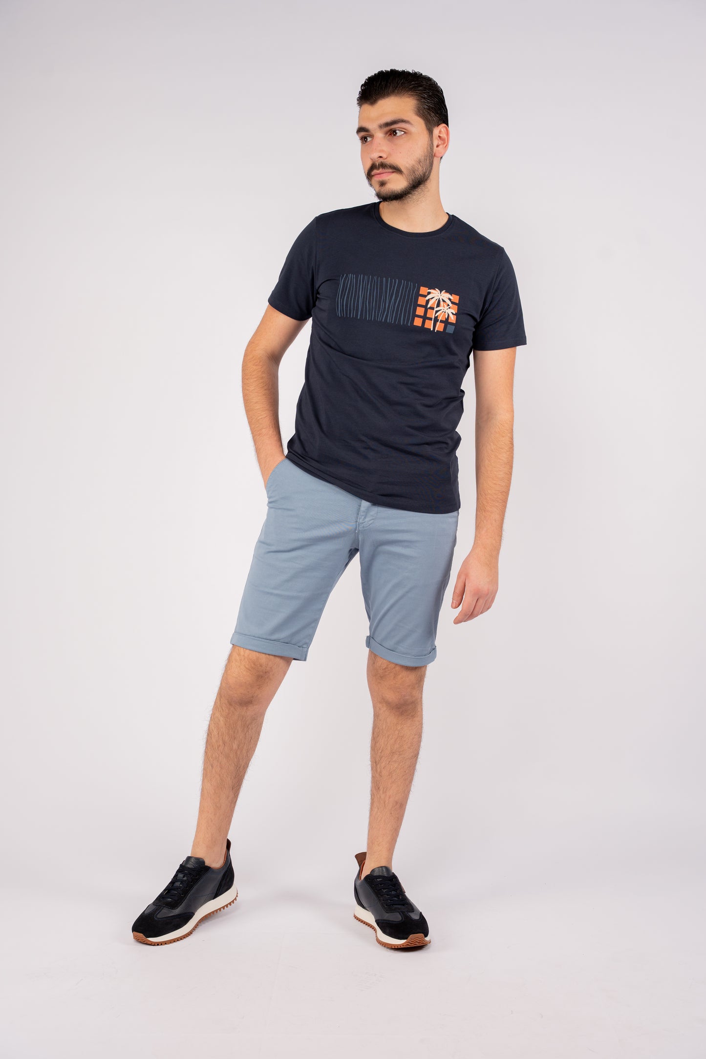 NAVY PALMS TSHIRT
