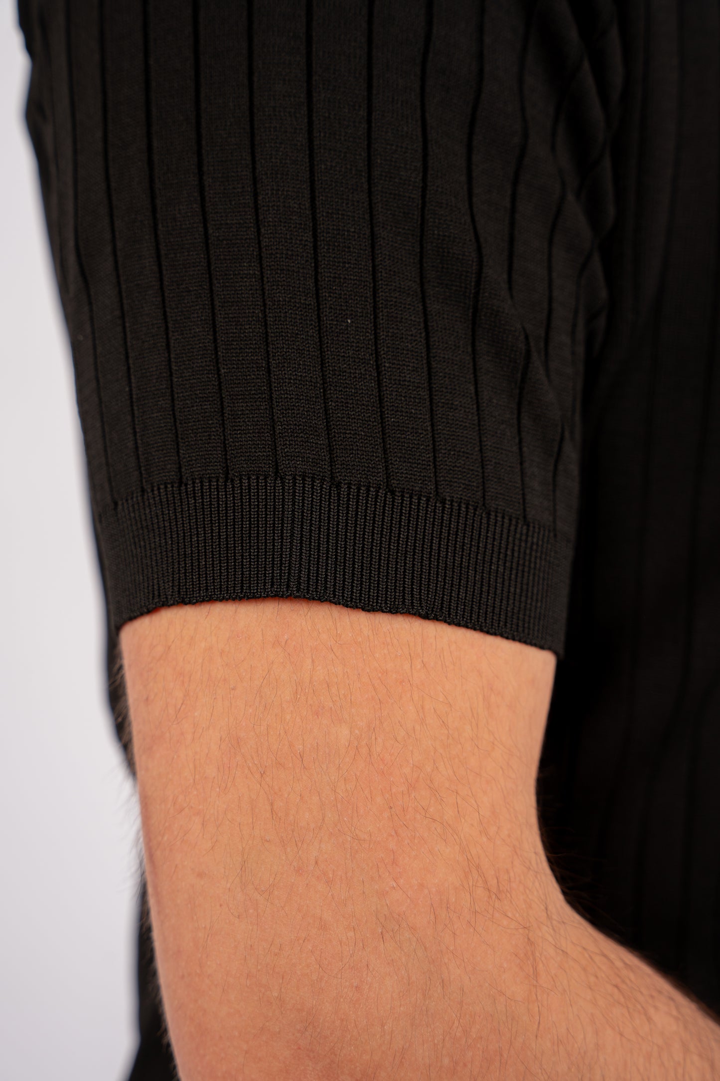 BLACK VNECK LINED POLO