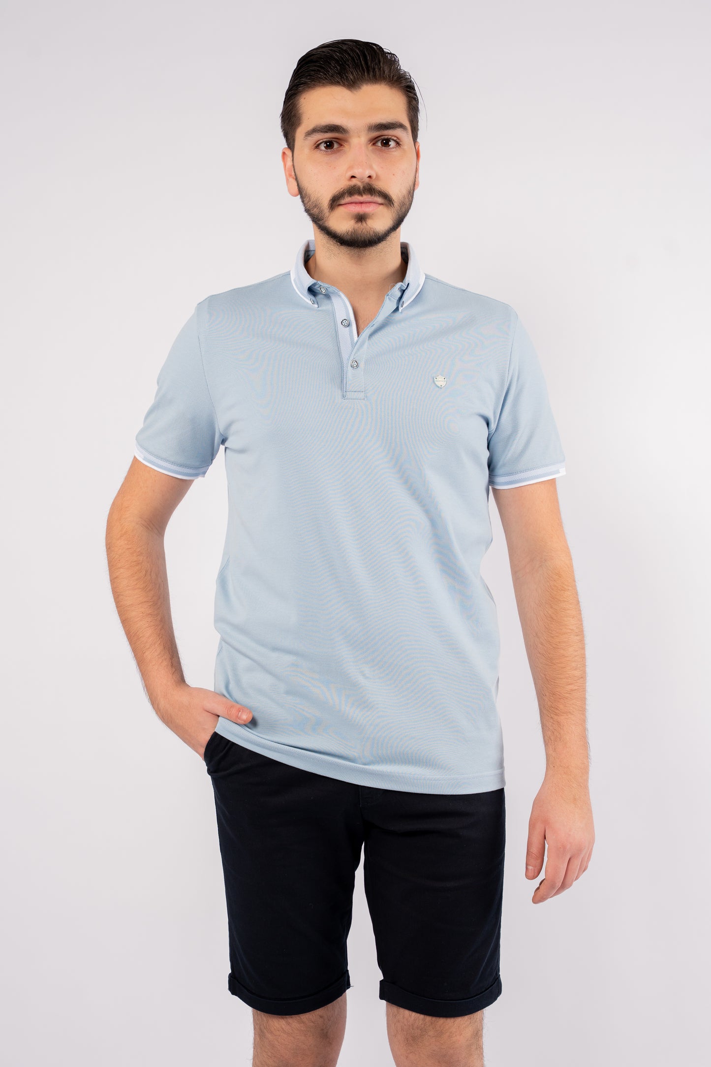 BLUE BUTTON COLLAR POLO