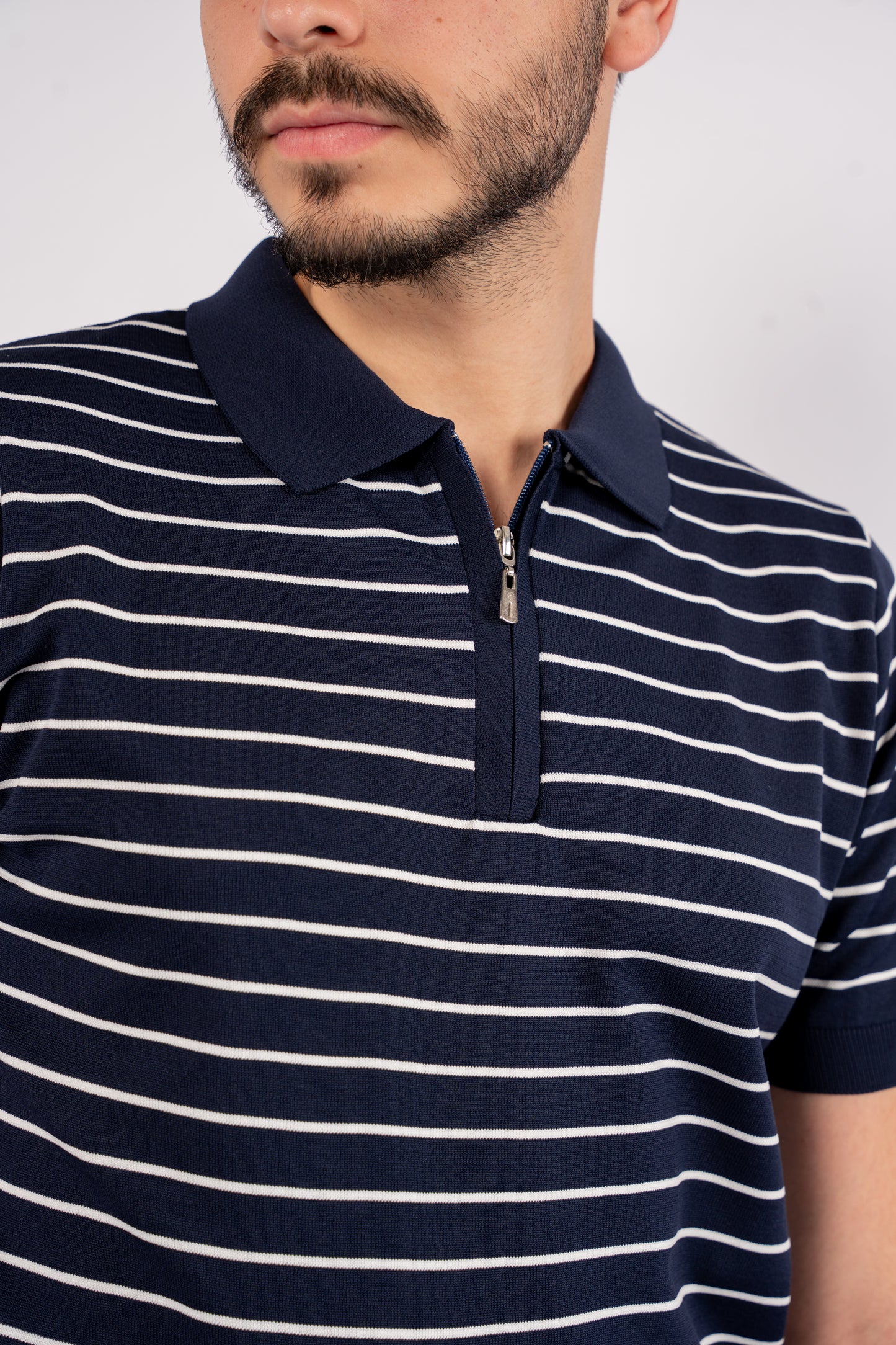 NAVY ZIPPER LINED POLO