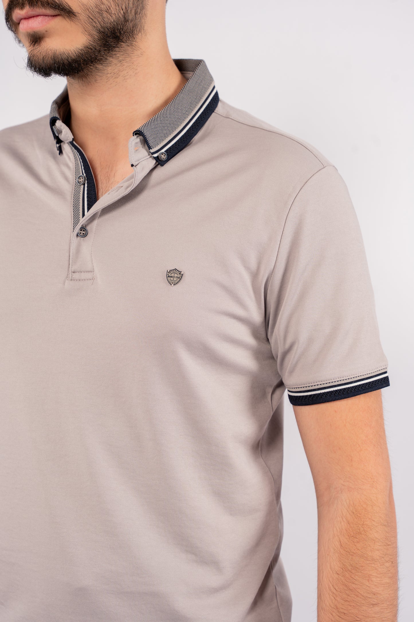 GREY MIXED COLLAR POLO