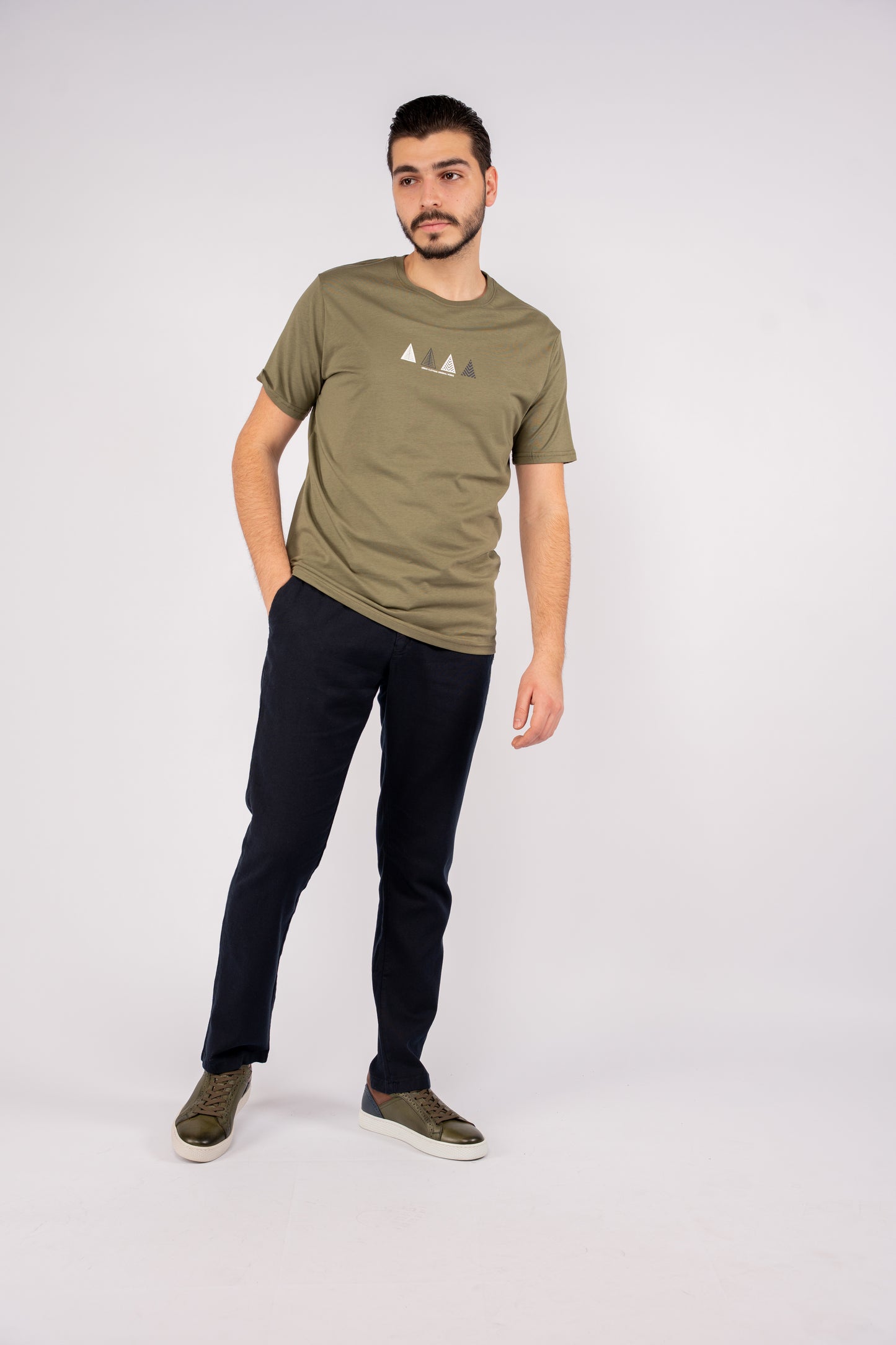 OLIVE TRIANGLES TSHIRT