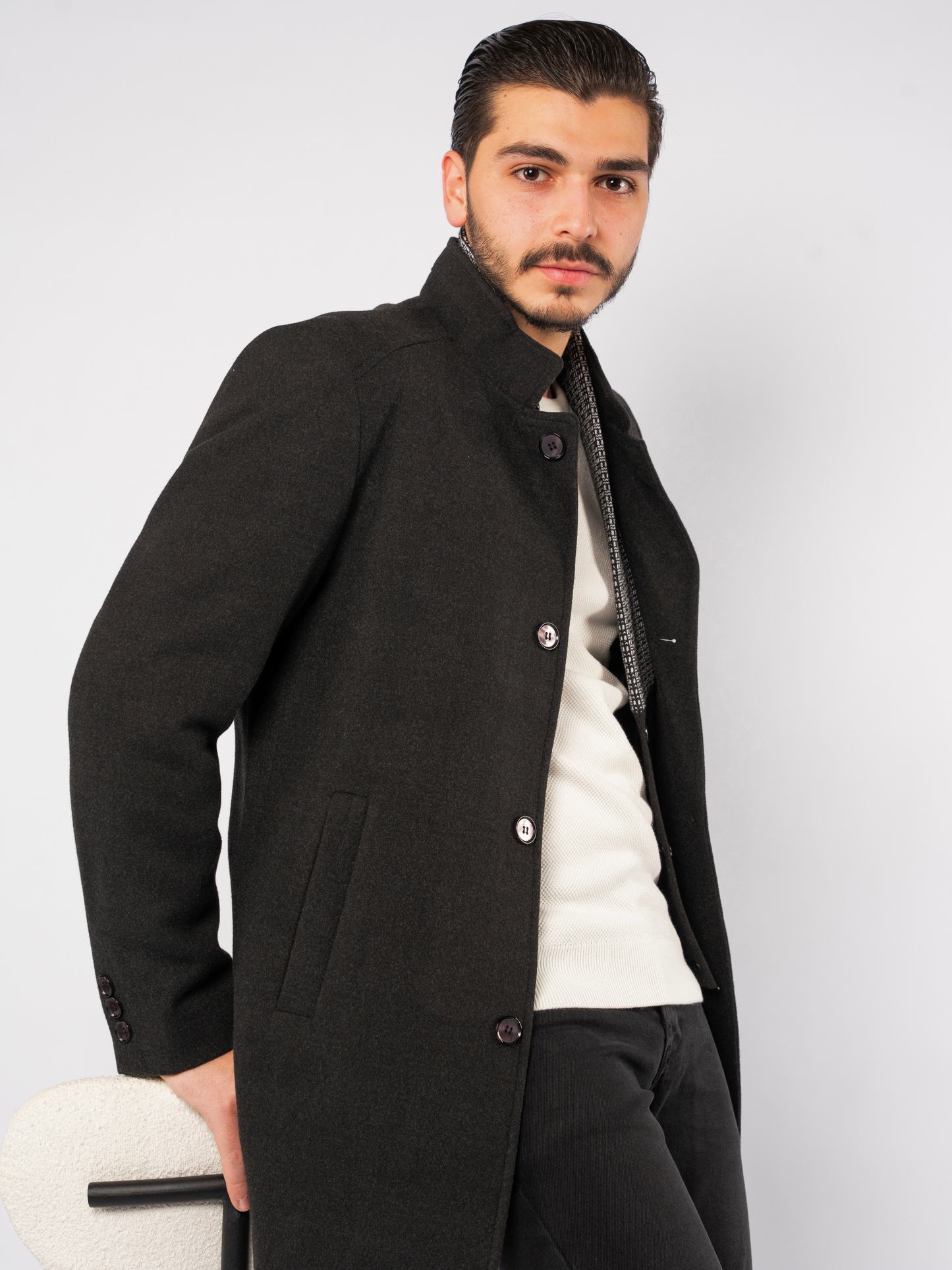 GREY COAT PATTERNED VEST