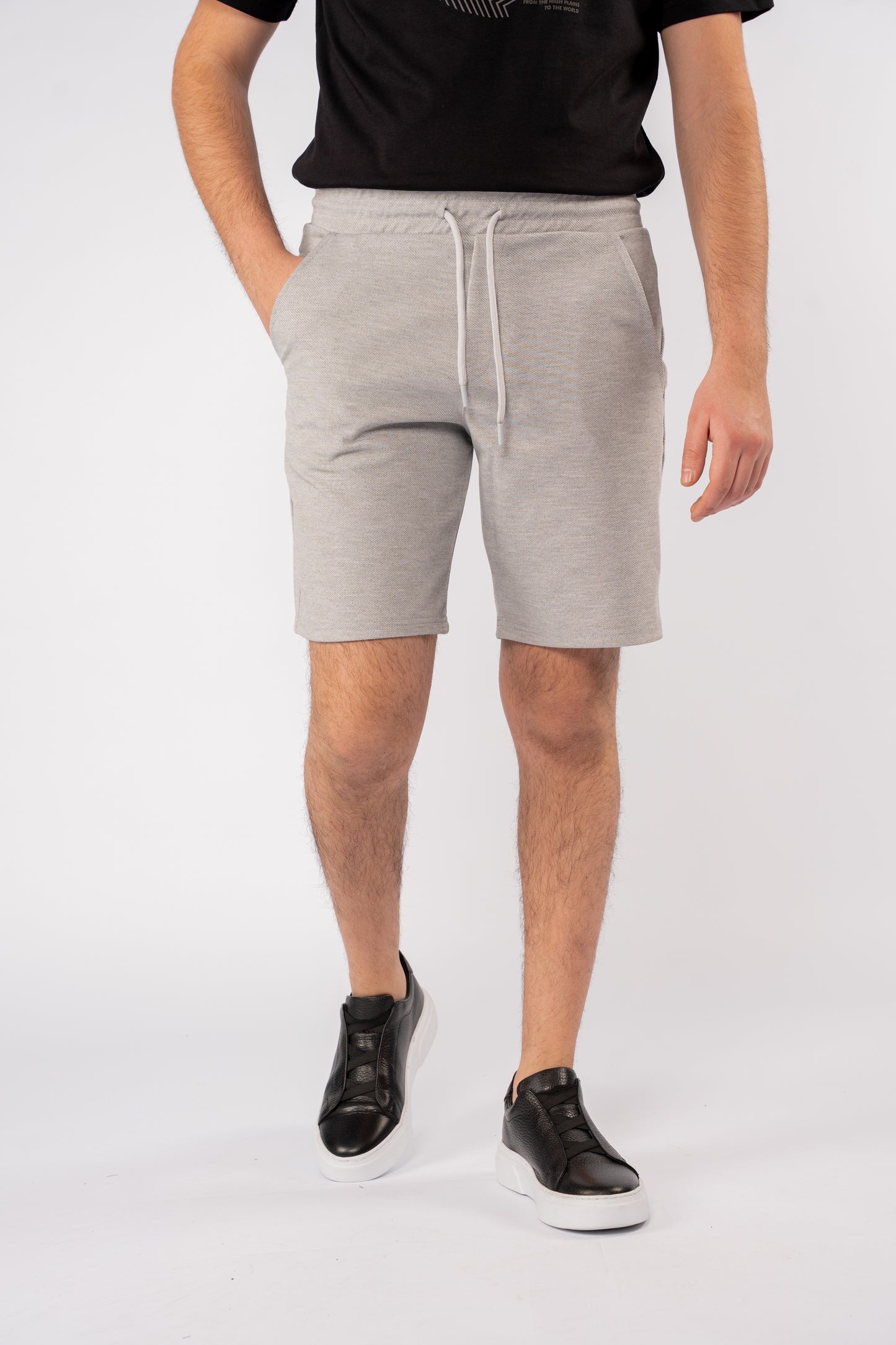 GREY PIQUET COTTON SHORT