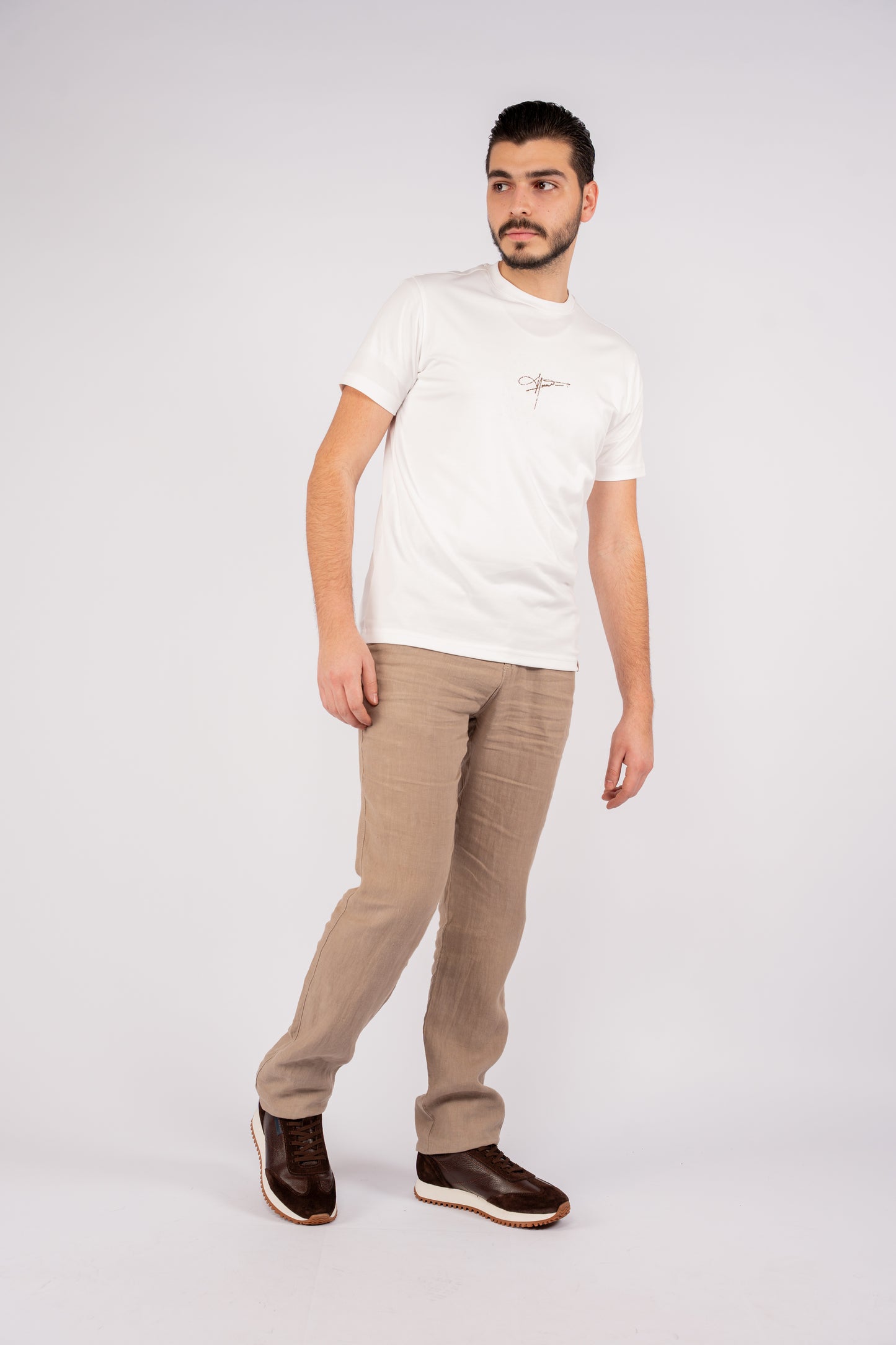 WHITE PATTERNED MERCERIZED TSHIRT