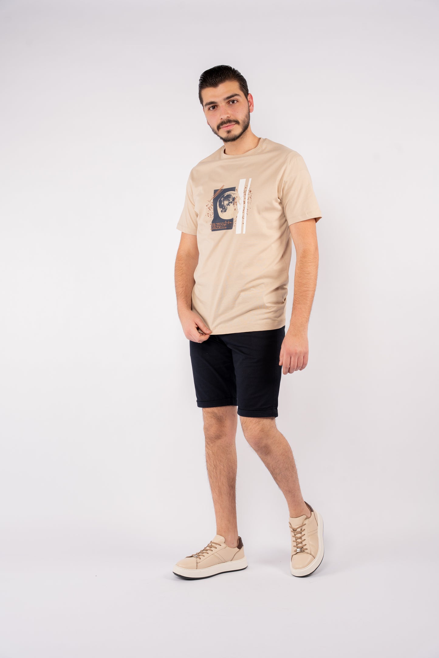 BEIGE MOON ABSTRACT TSHIRT