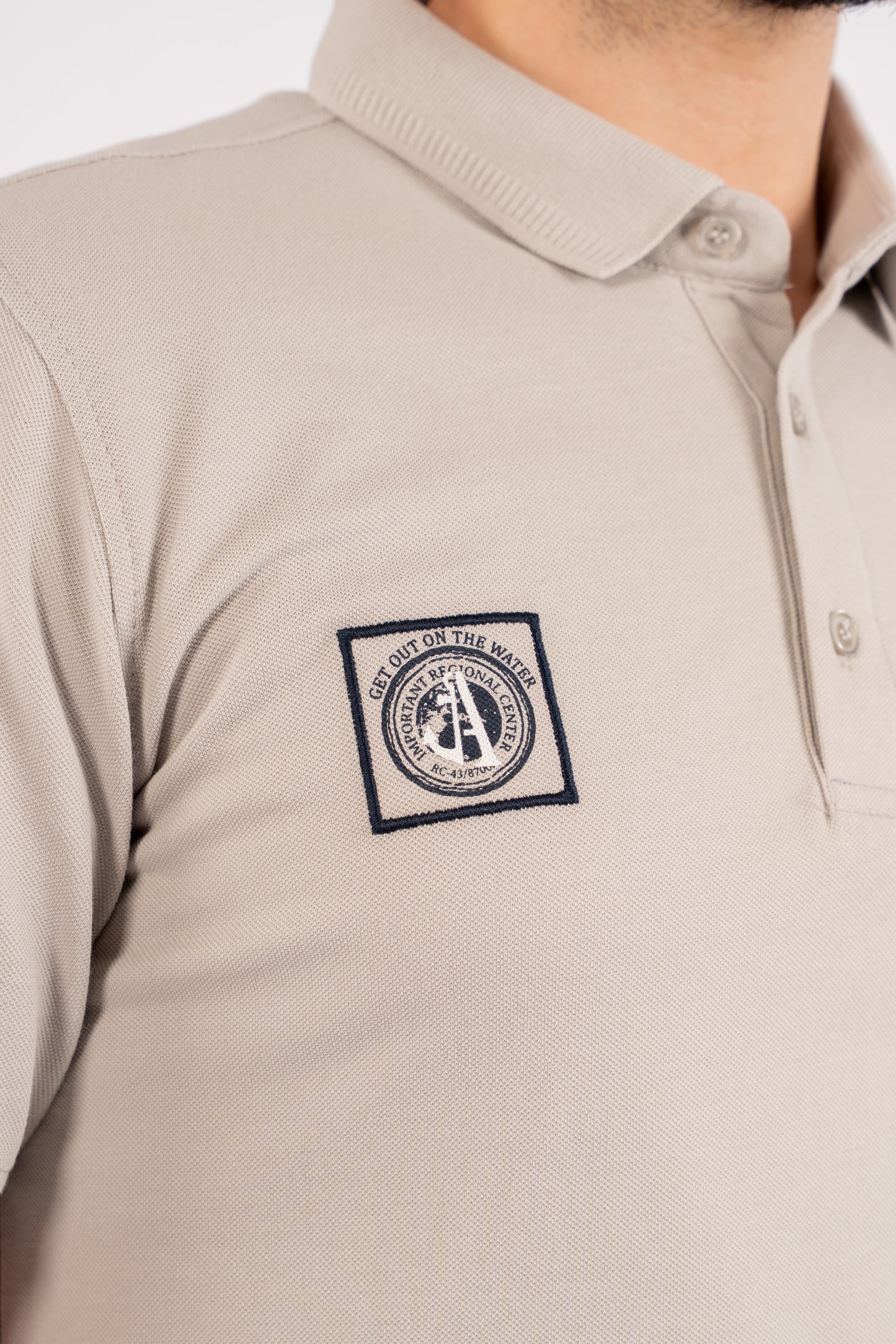BEIGE GREY RETRO POLO