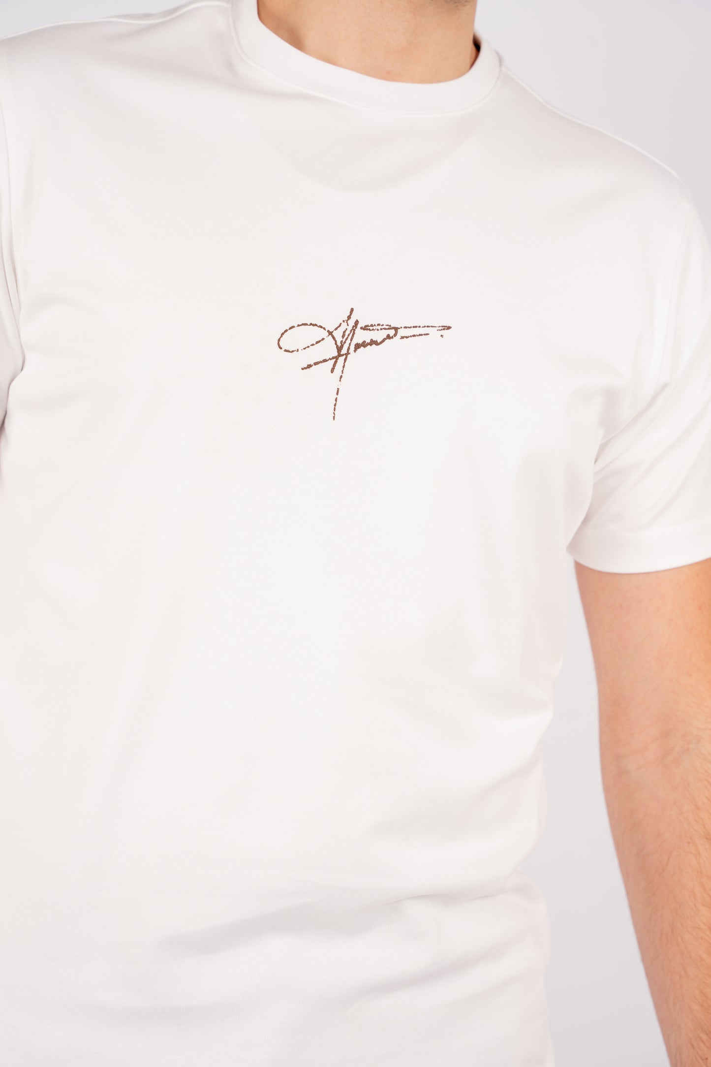 WHITE PATTERNED MERCERIZED TSHIRT