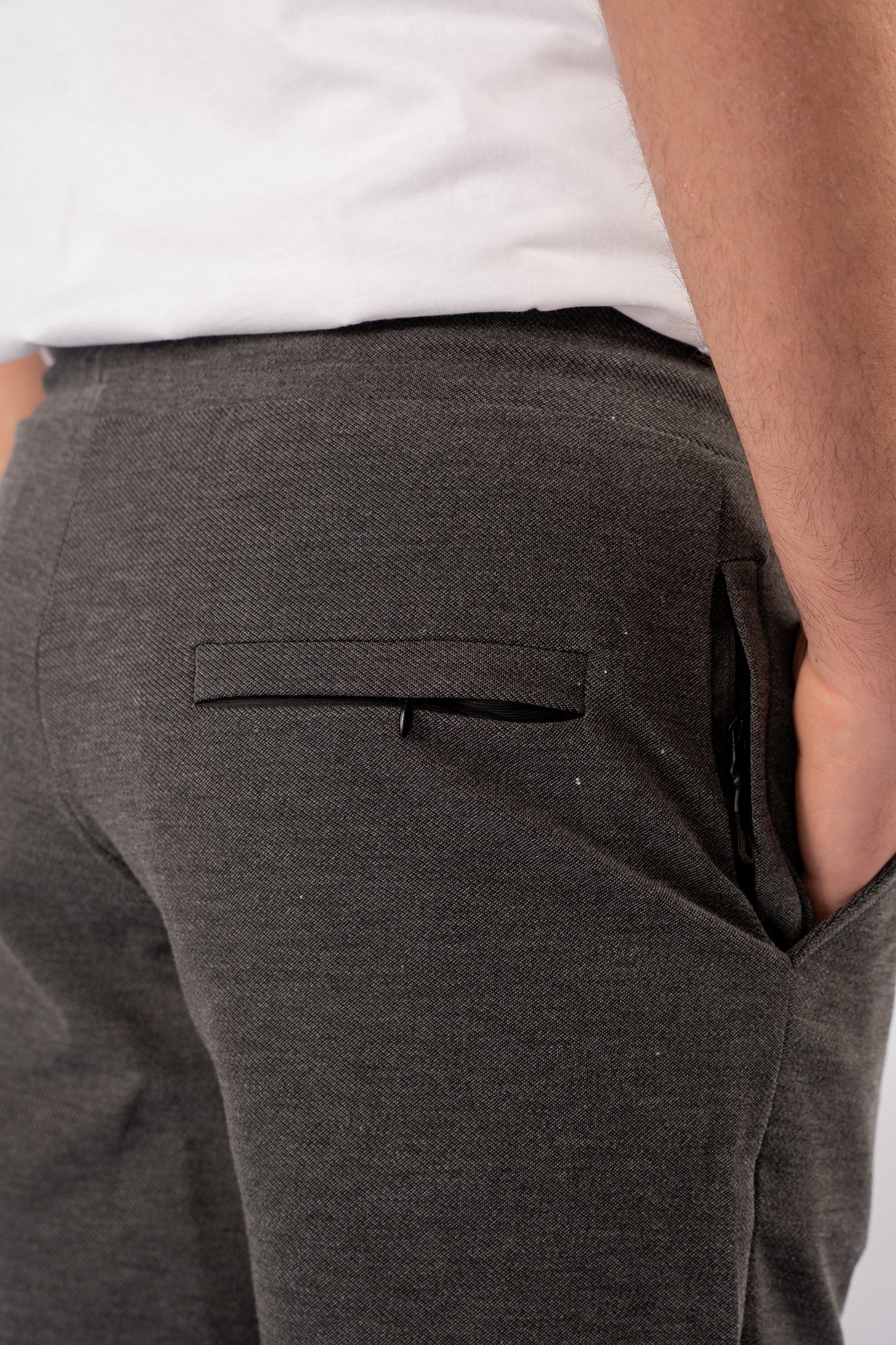 DARK GREY PIQUET COTTON SHORT