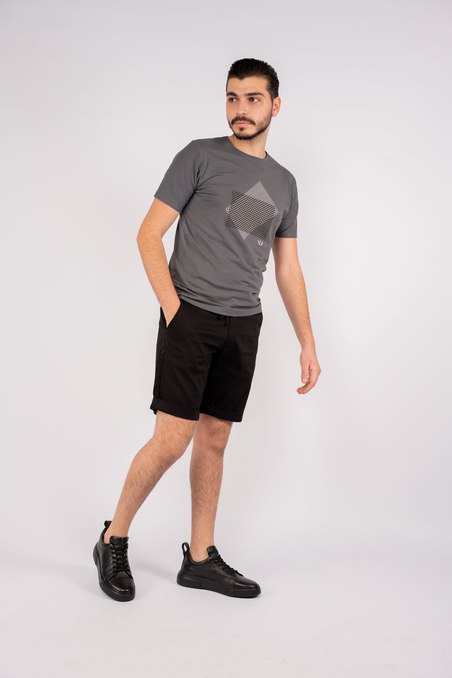 GREY DIAGONAL LINES TSHIRT