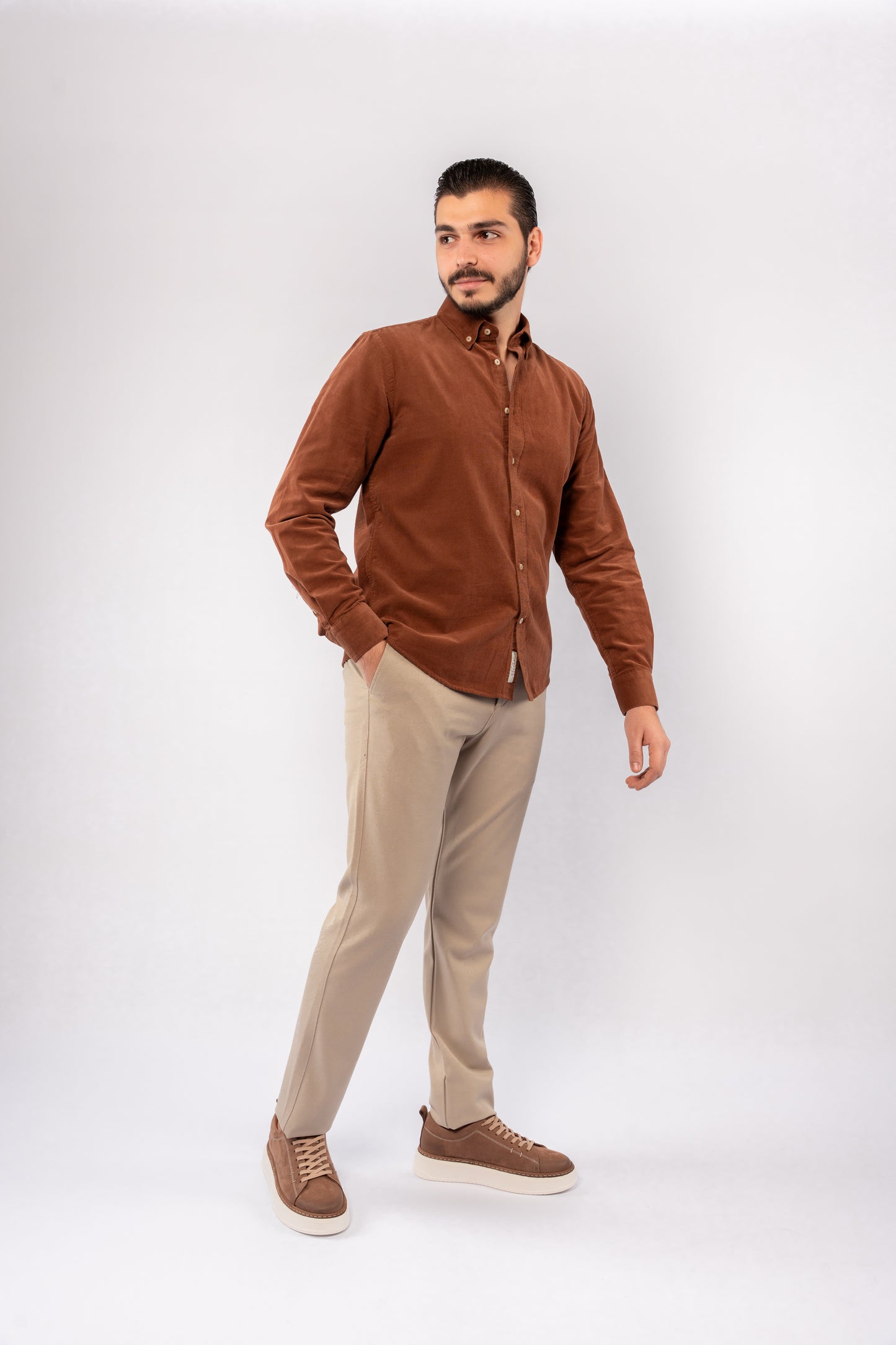 MOCHA ELEGANCE VELVET SHIRT