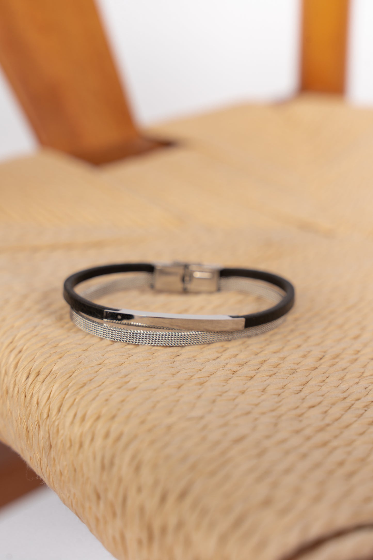 BLACK SILVER STAINLESS ELEGANCE BRACELET