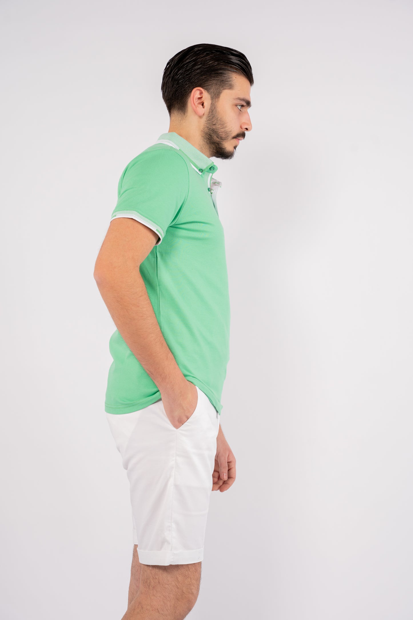 GREEN BUTTON COLLAR POLO