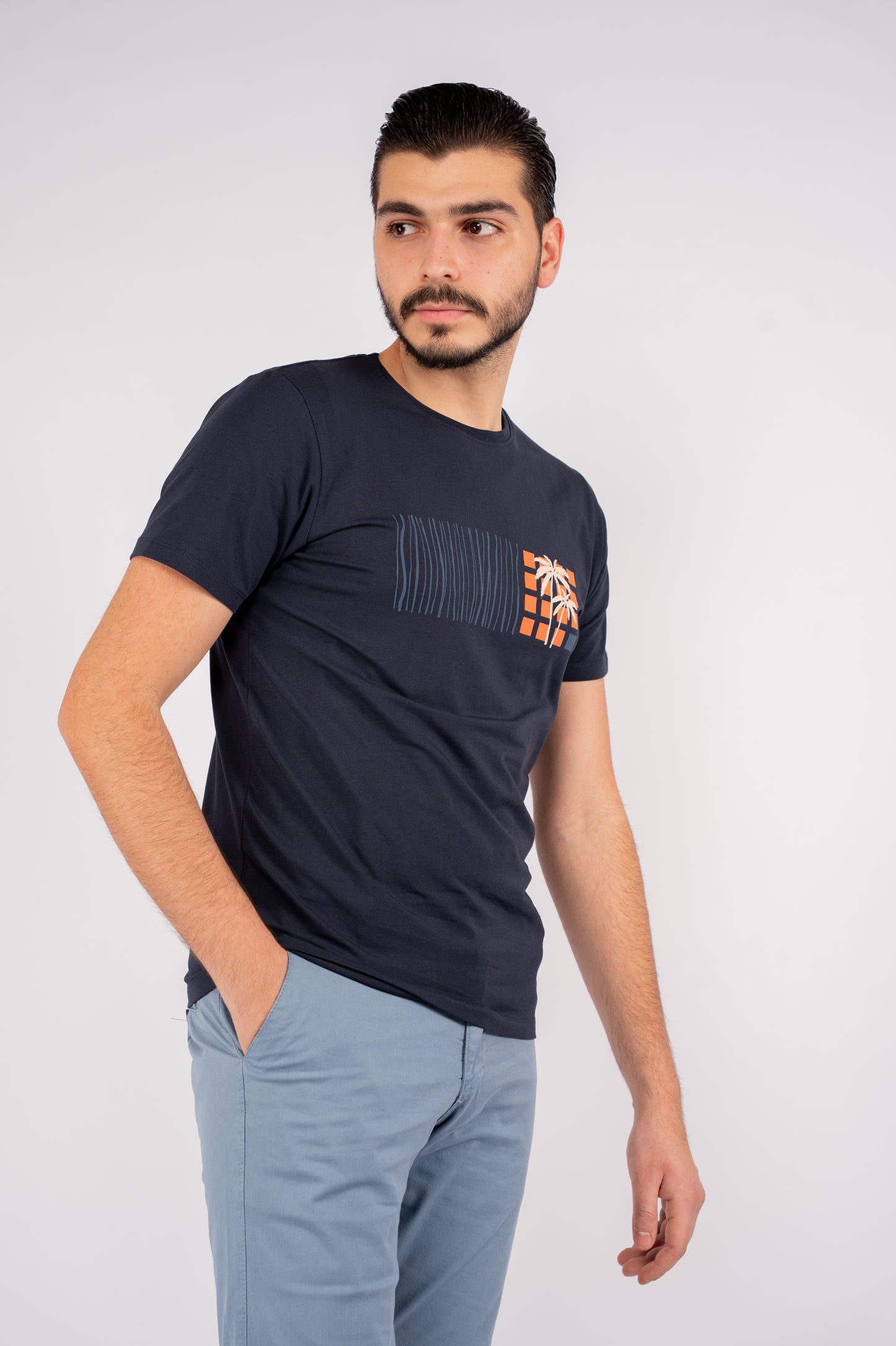 NAVY PALMS TSHIRT