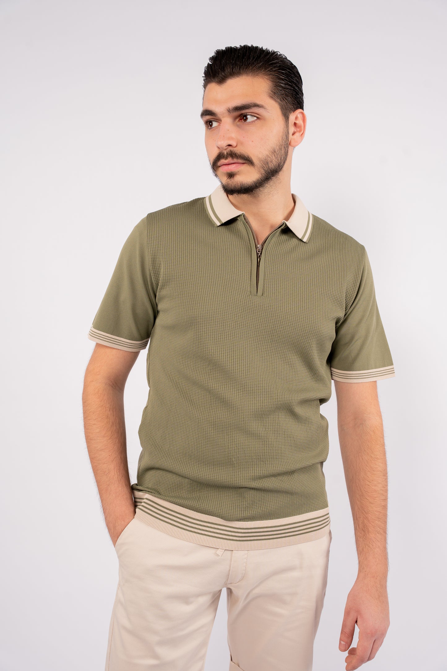 MINT MIXED ZIPPER TRICOT POLO