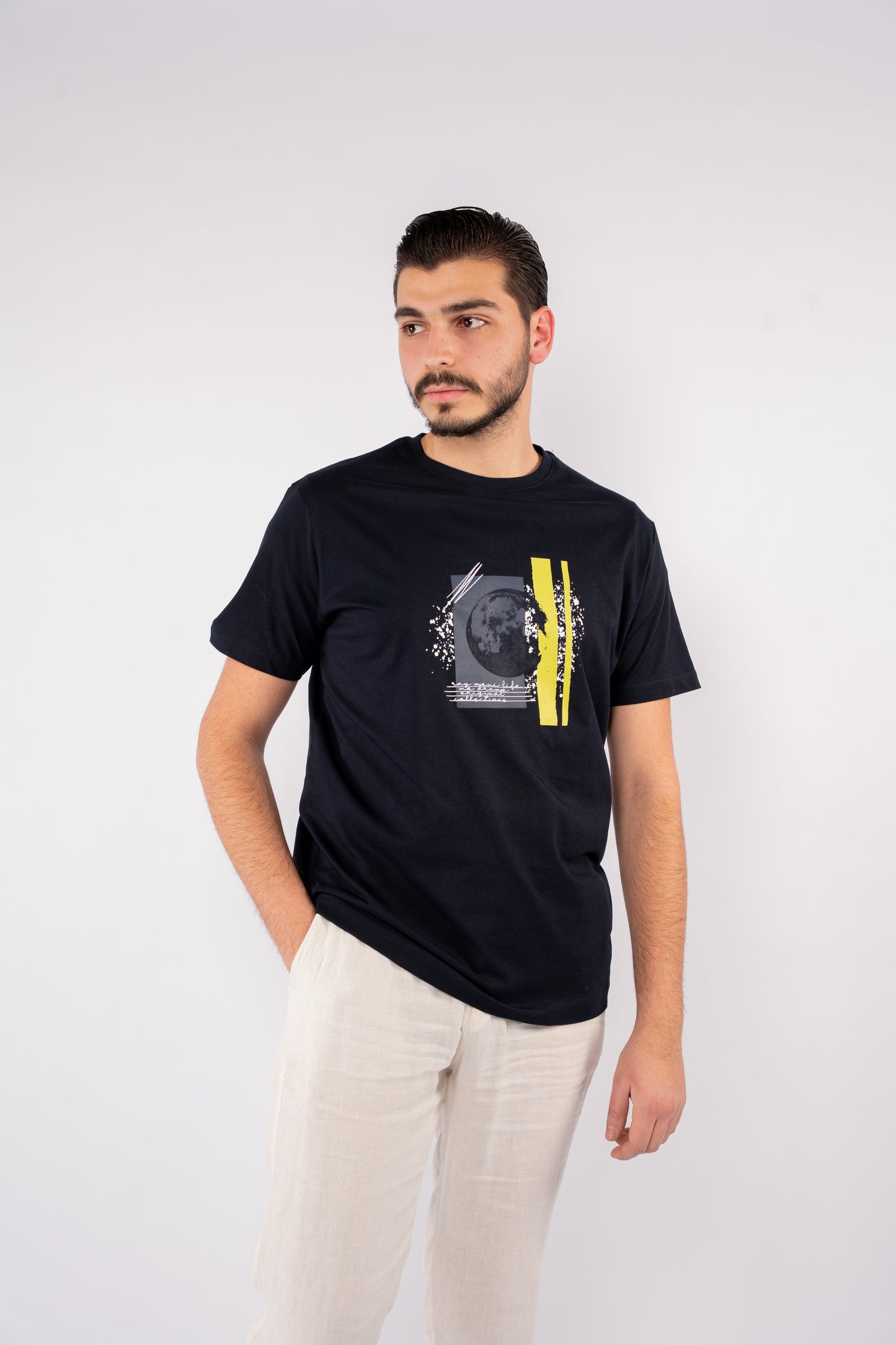 NAVY MOON ABSTRACT TSHIRT