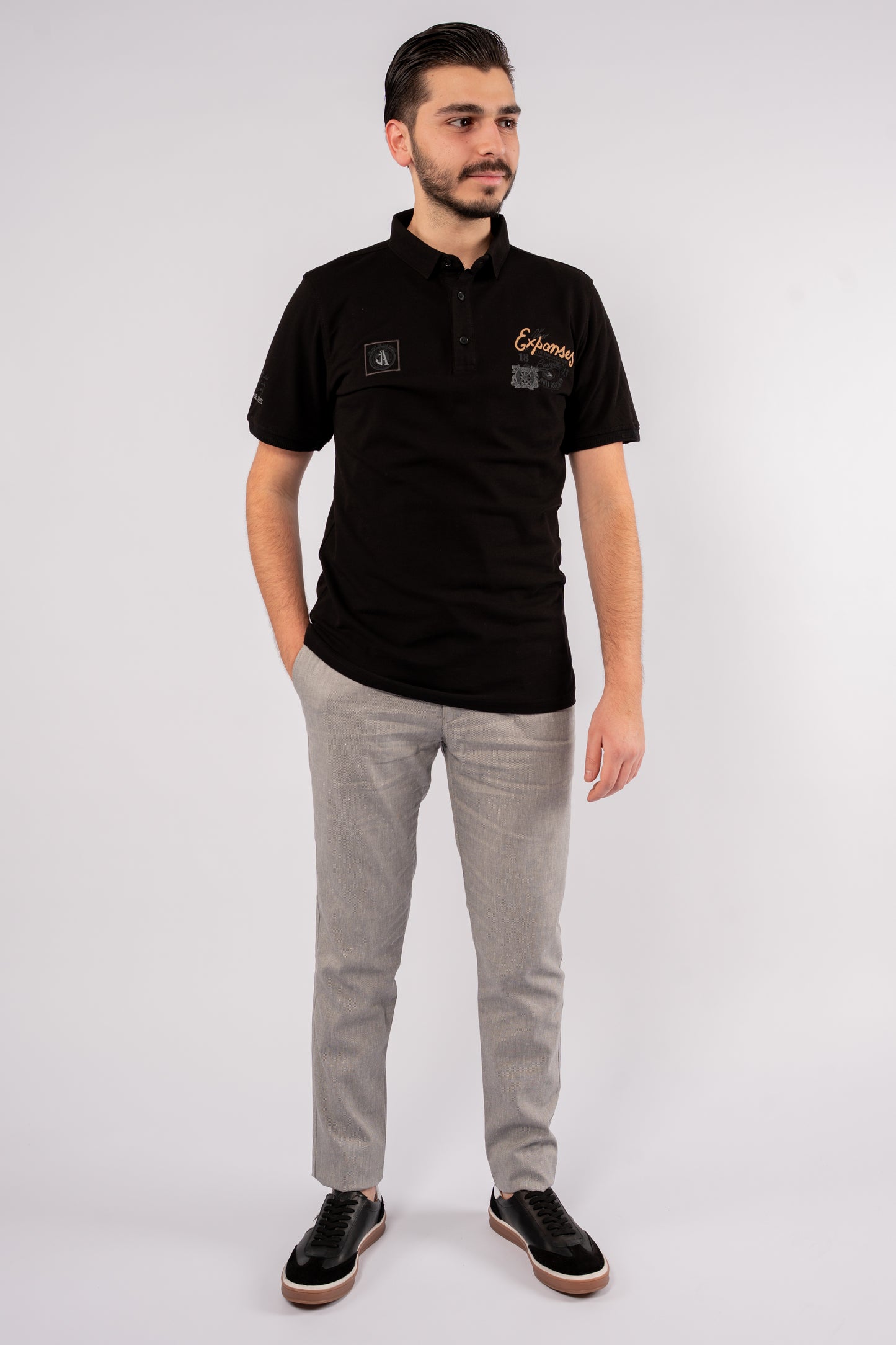 BLACK RETRO POLO