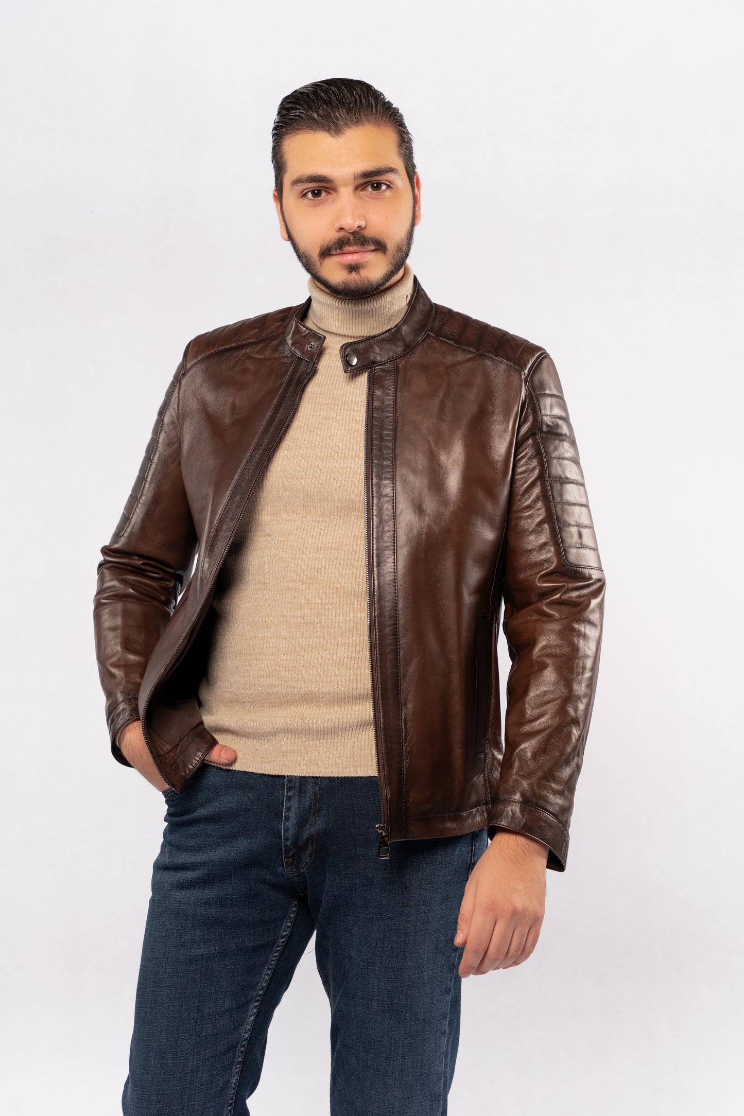 BROWN GENUINE LEATHER JACKET
