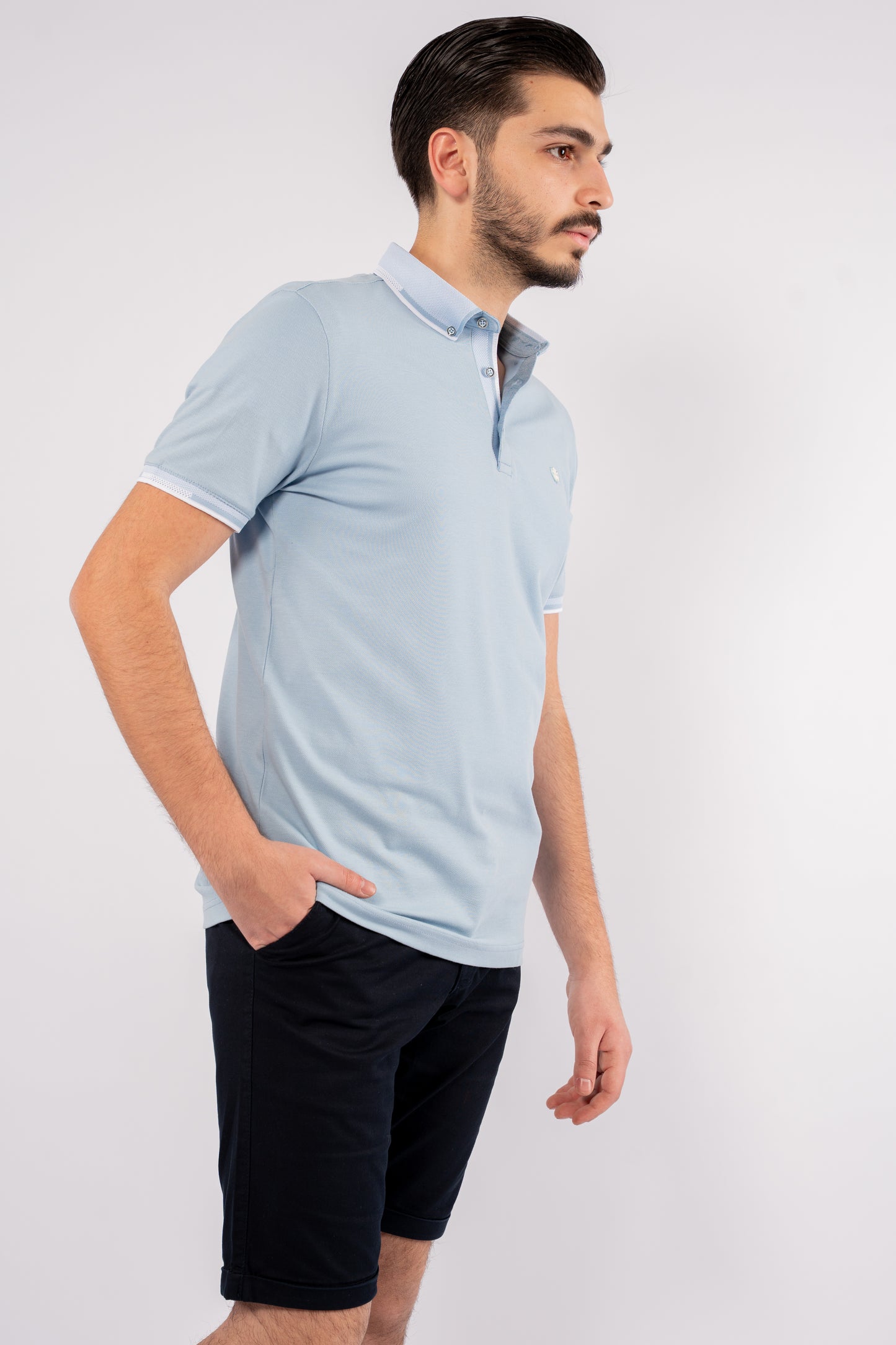 BLUE BUTTON COLLAR POLO