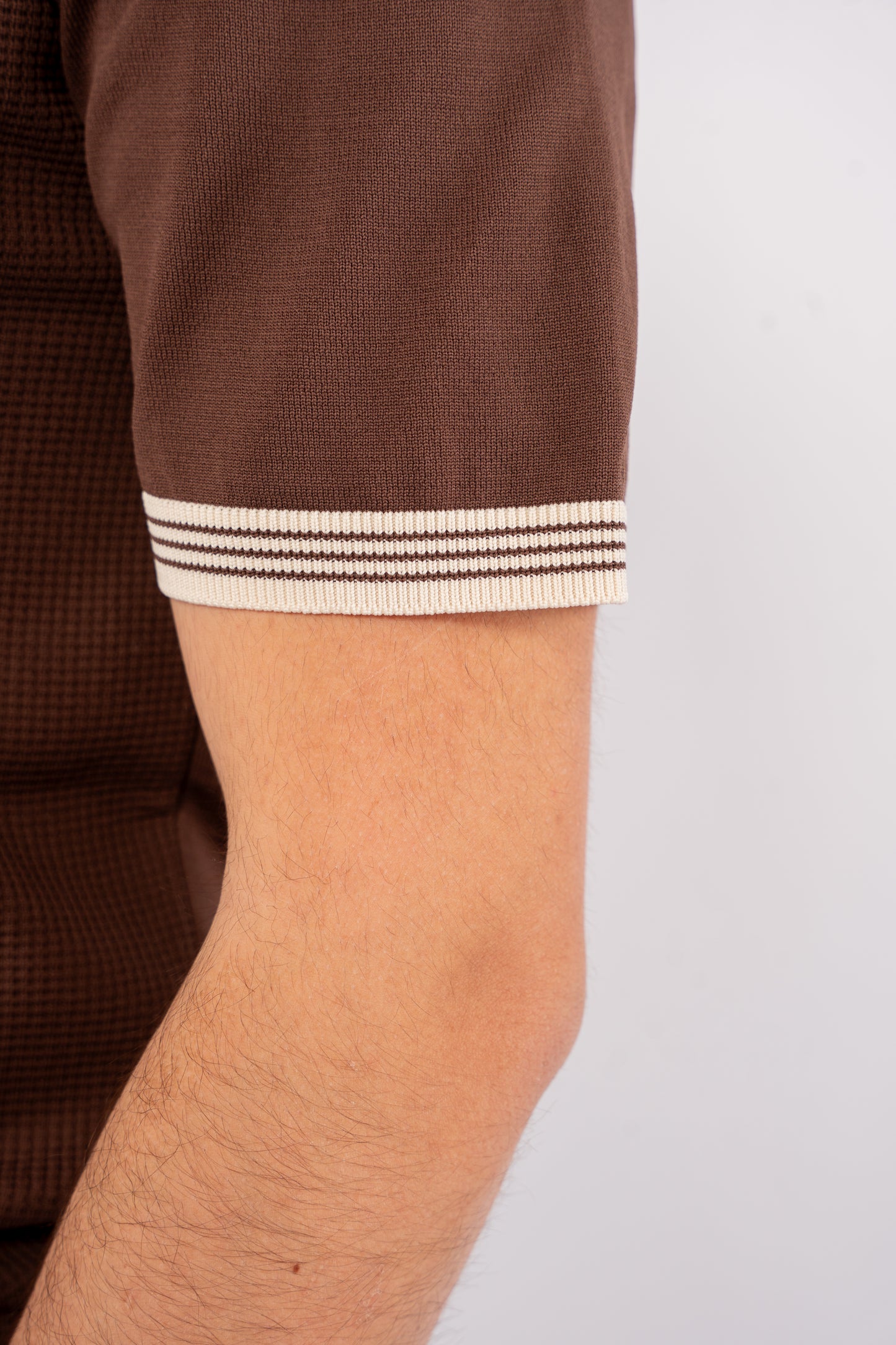 BROWN MIXED ZIPPER TRICOT POLO