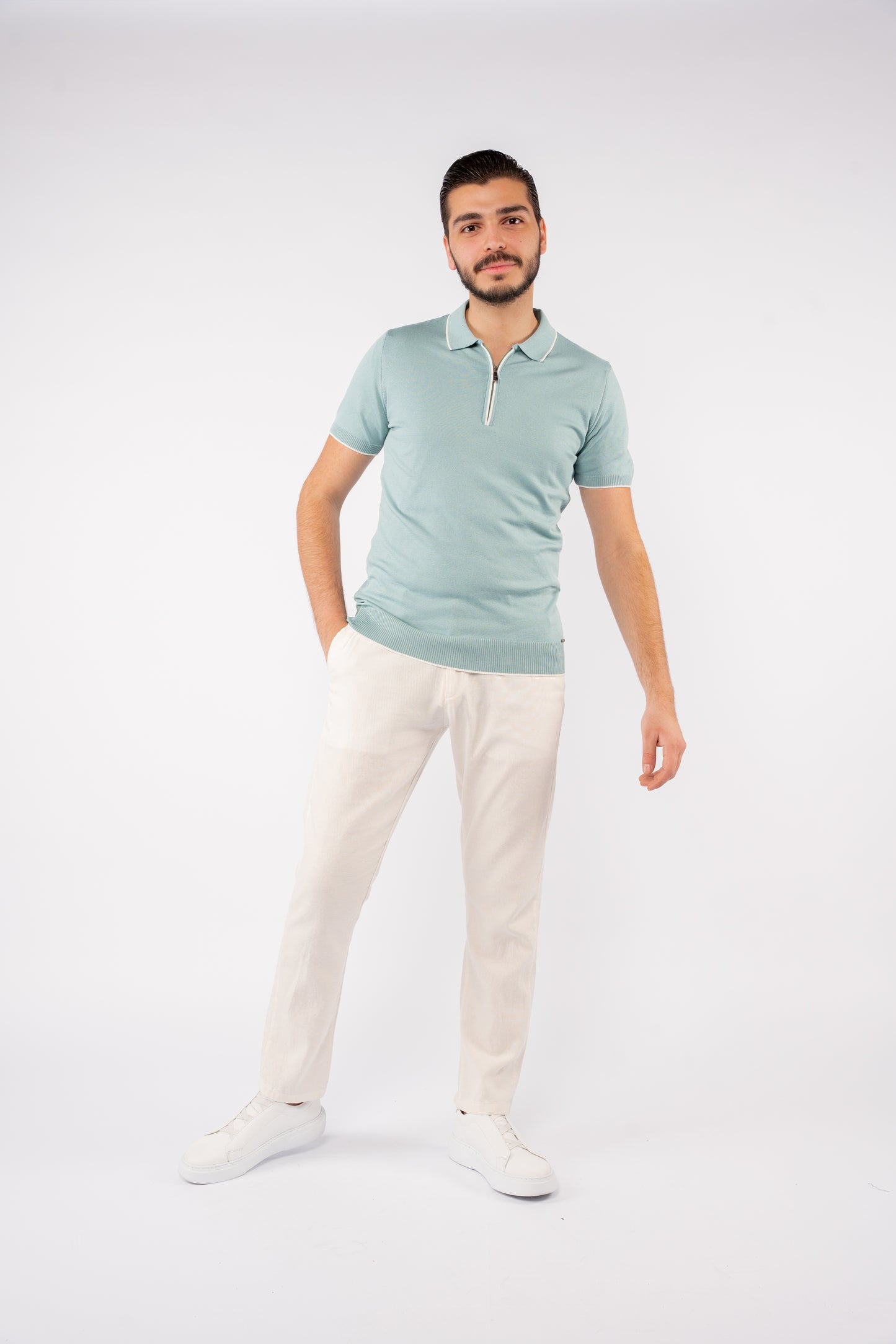 MINT WHITE LINE POLO