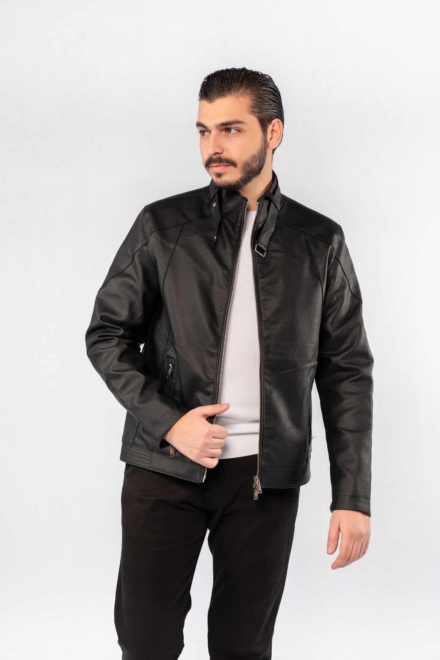 WHITE ROUND NECK PIQUET SWEATER