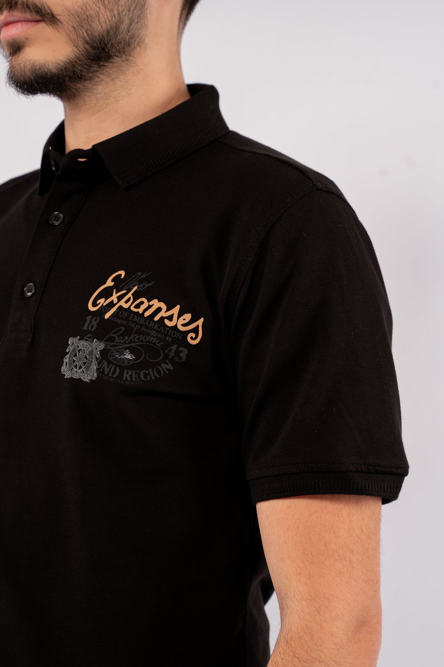 BLACK RETRO POLO