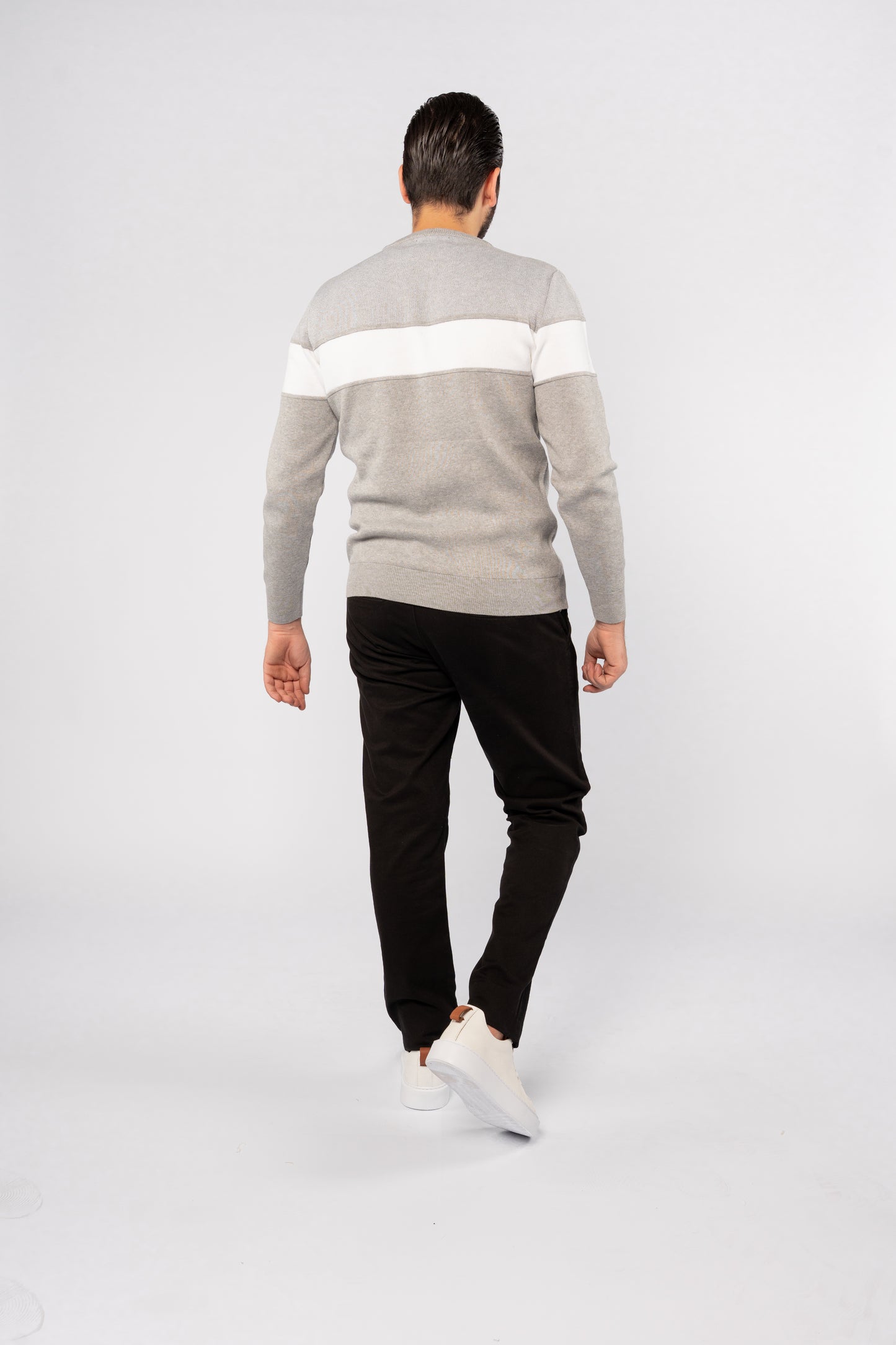 GREY CASUAL KNITTED SWEATER