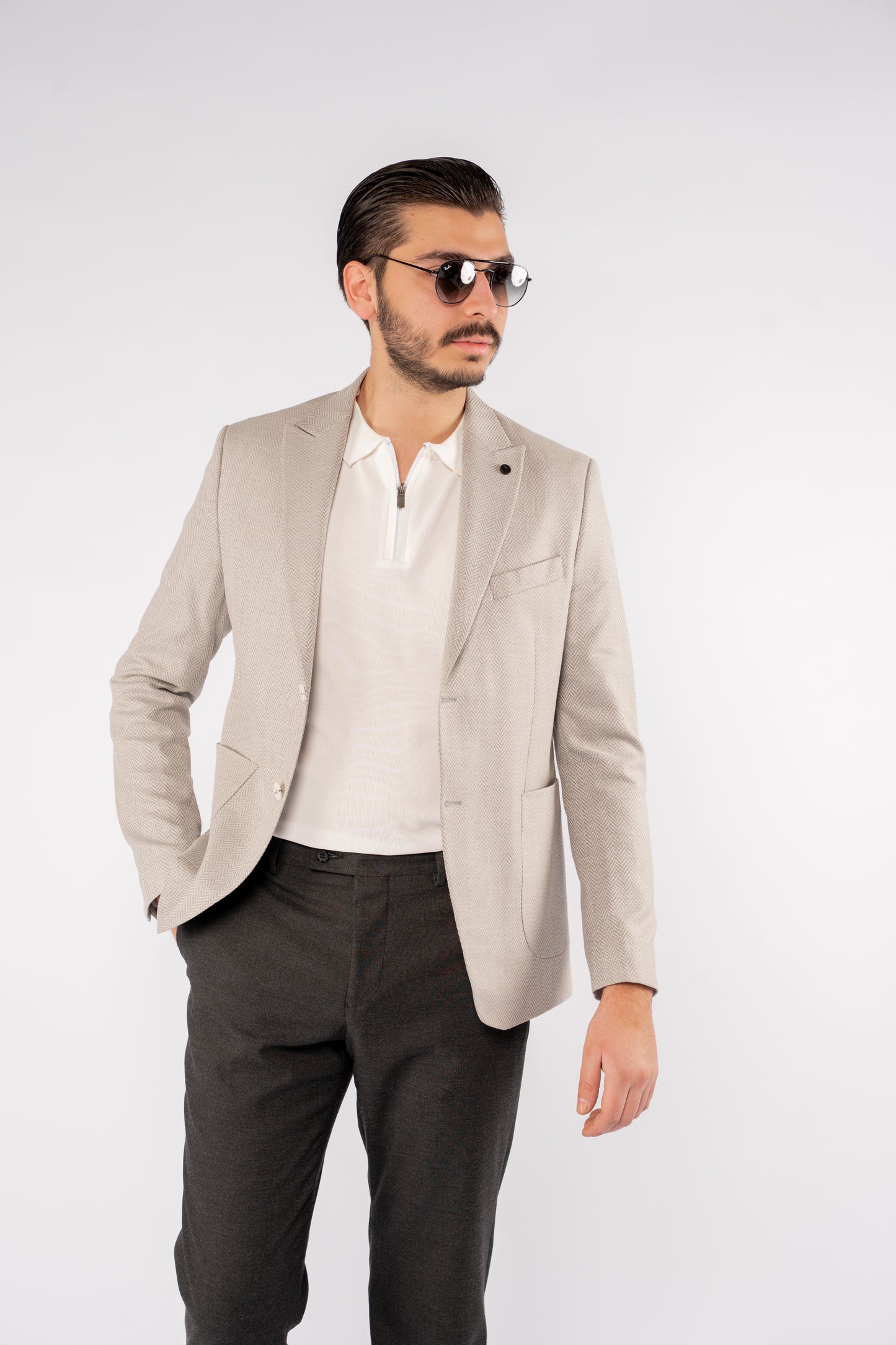 GREY ZIGZAG TEXTURE BLAZER