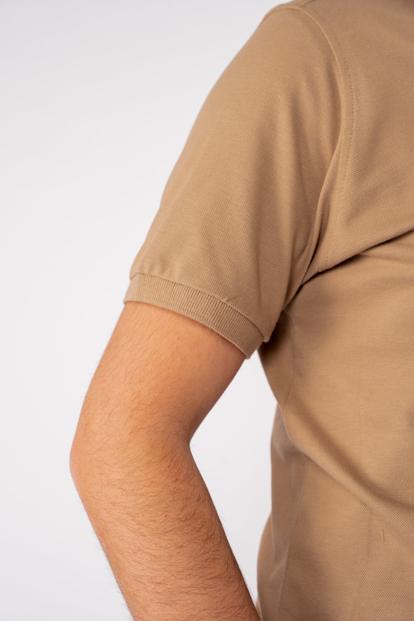 BEIGE PIQUET ZIPPER POLO