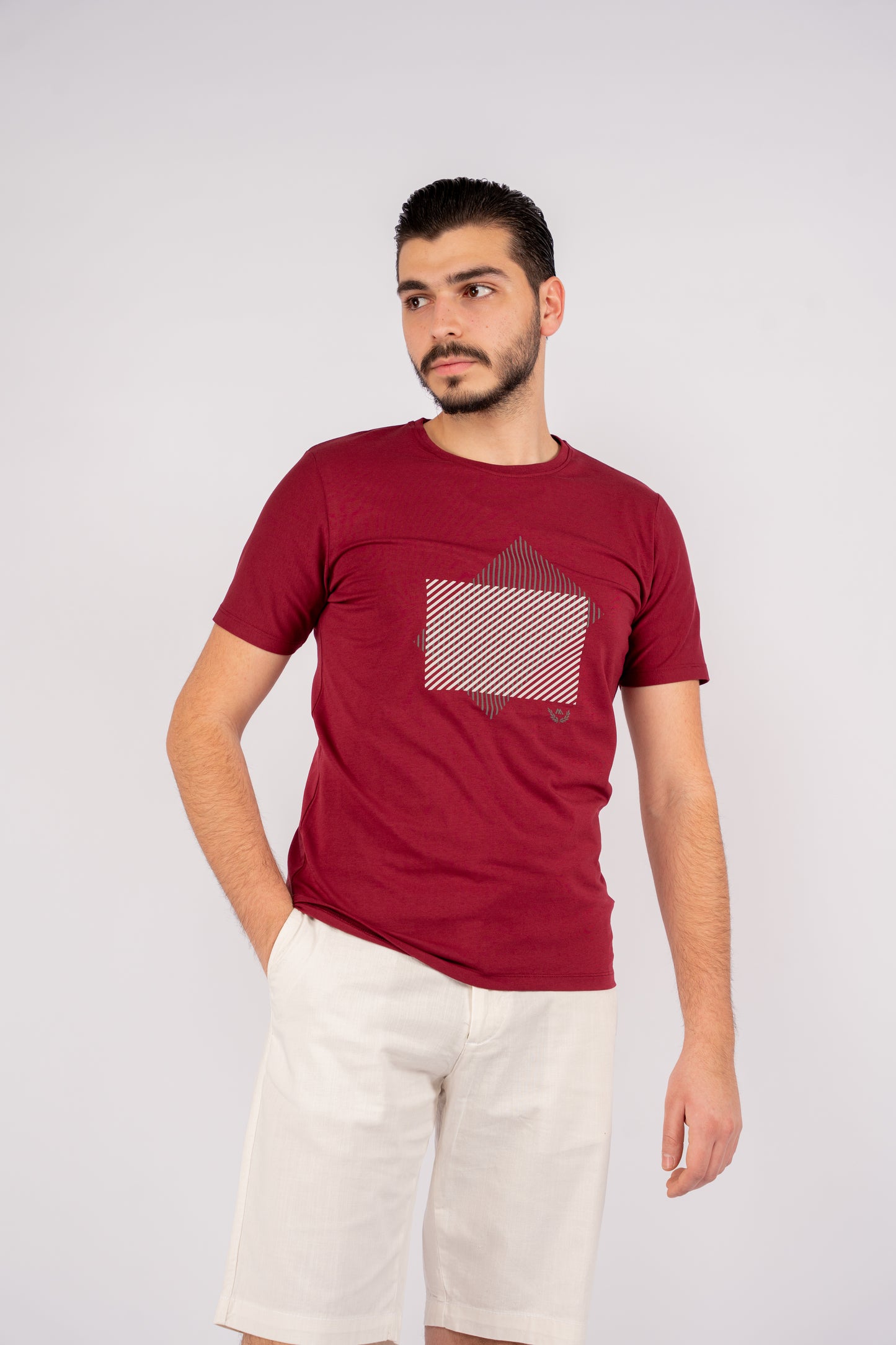 BURGUNDY DIAGONAL LINES TSHIRT