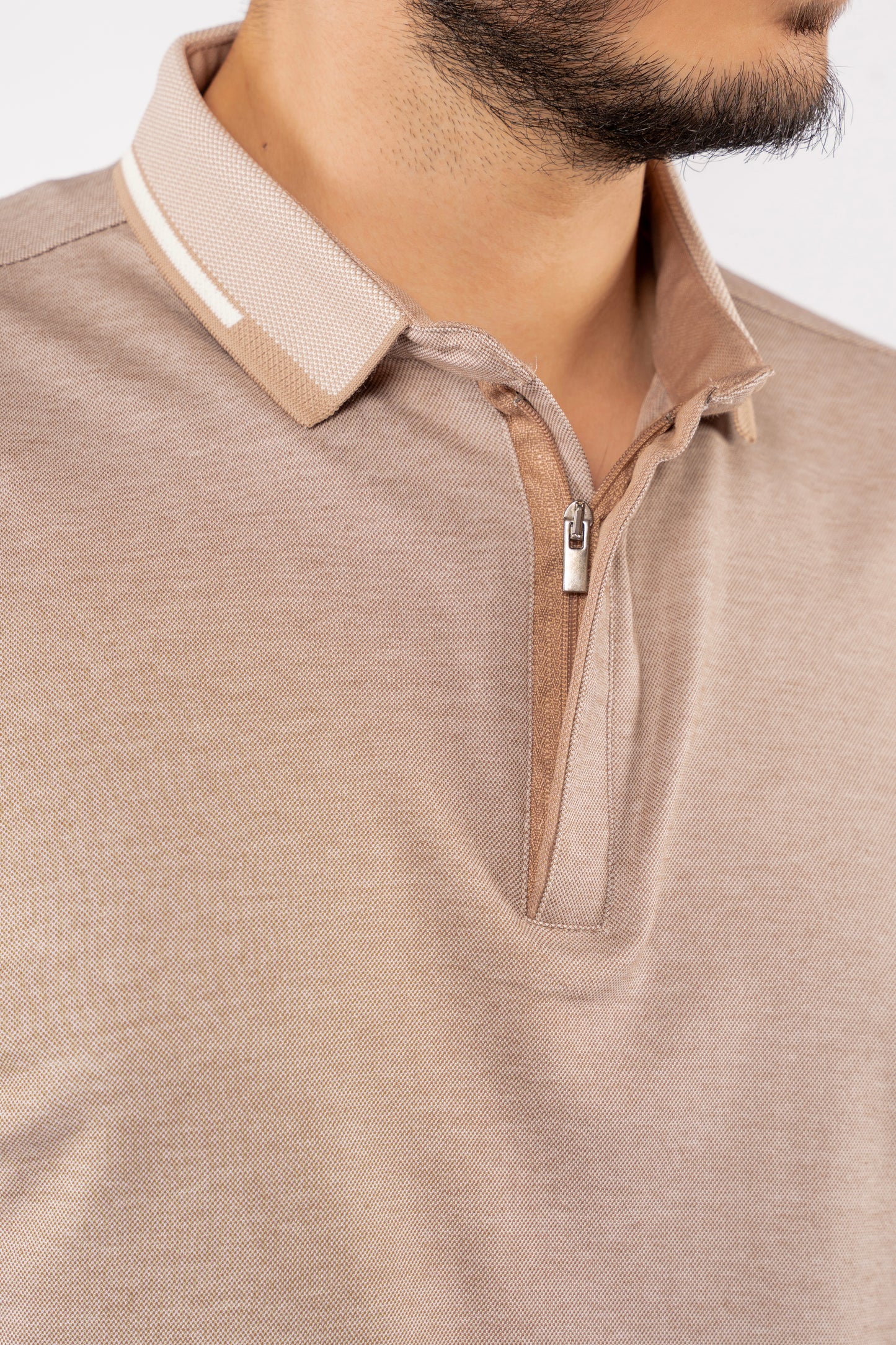 BEIGE ZIPPER POLO