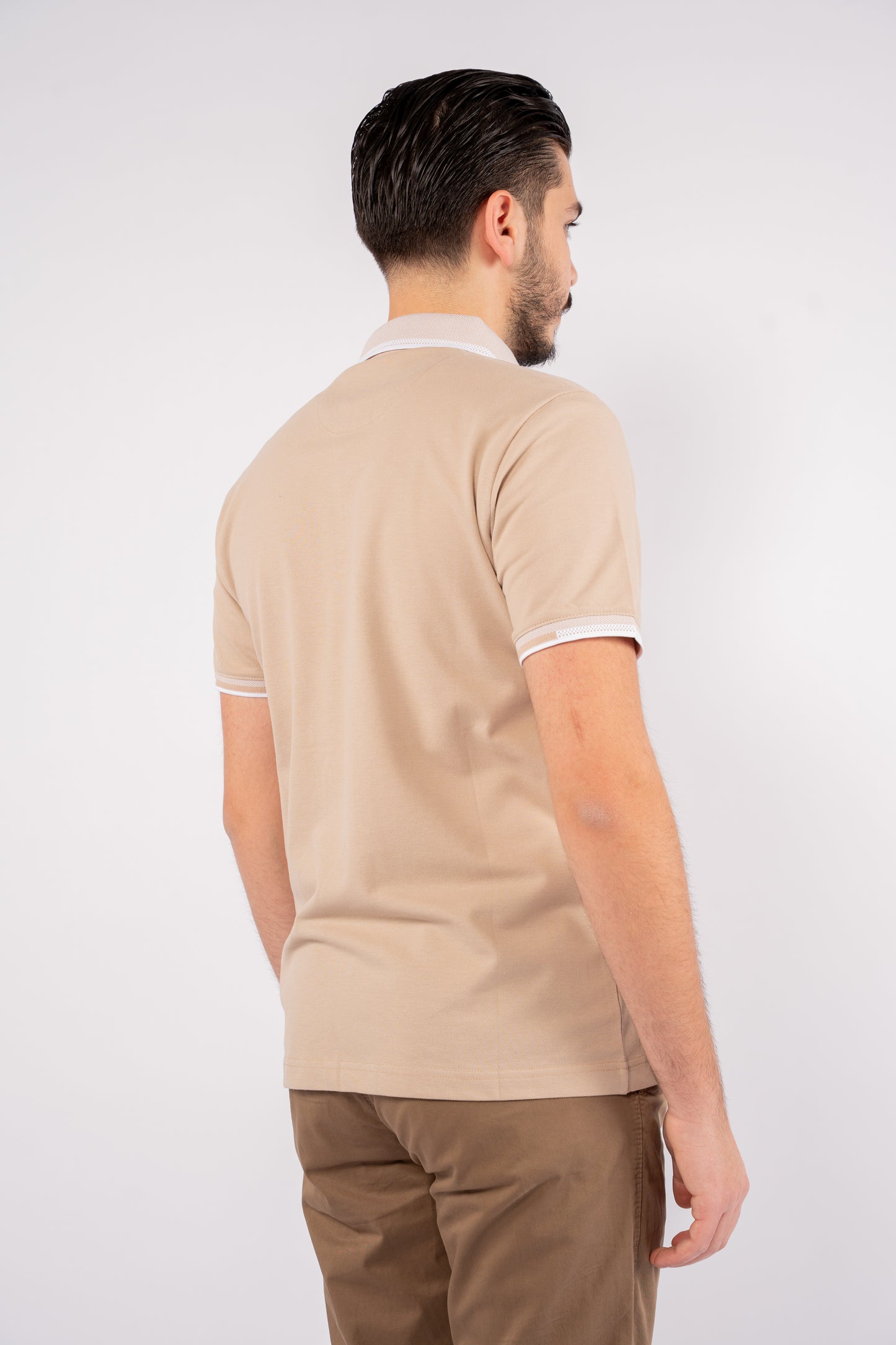 BEIGE BUTTON COLLAR POLO