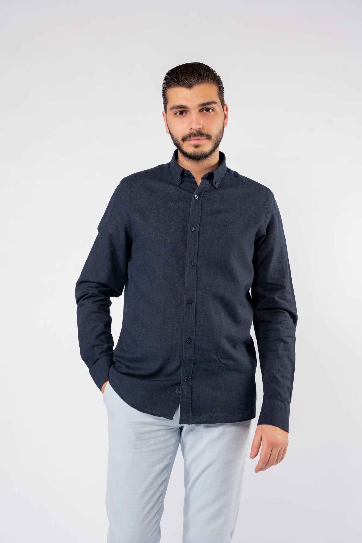 NAVY PREMIUM LINEN SHIRT