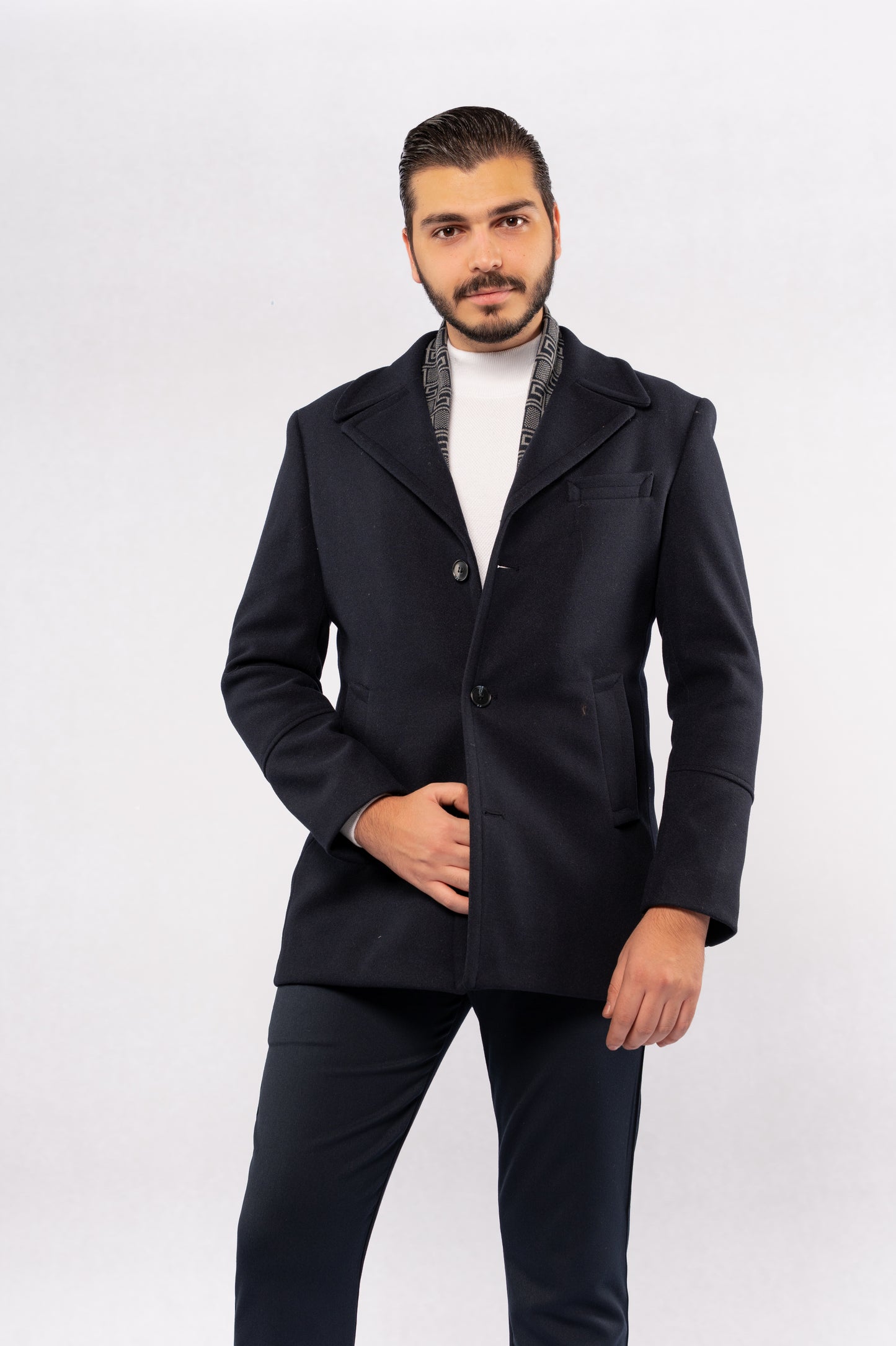 NAVY ELEGANCE WOOL COAT