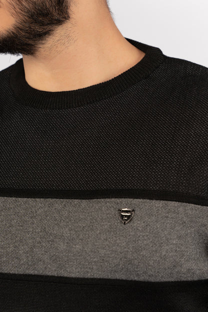 BLACK CASUAL KNITTED SWEATER