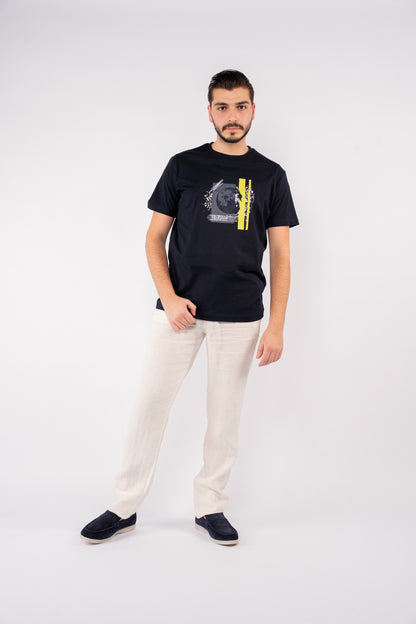 NAVY MOON ABSTRACT TSHIRT