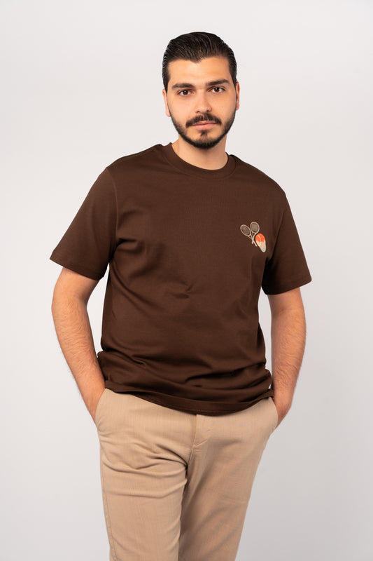 BROWN TENNIS THICK TSHIRT