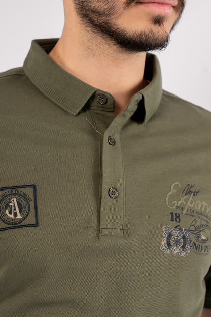 OLIVE RETRO POLO