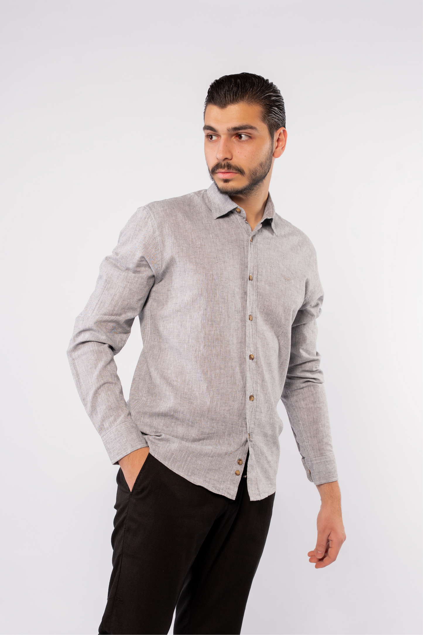 GREY LINEN SHIRT