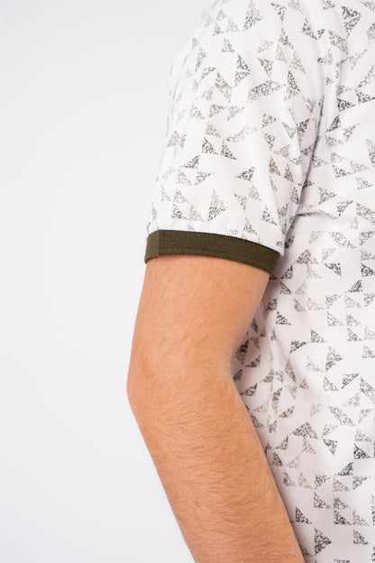 OLIVE GEOMETRICAL POLO