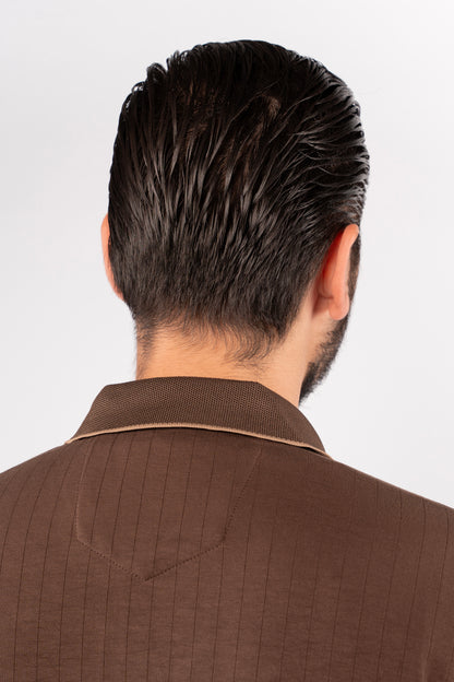 BROWN POLO ZIPPER SWEATER